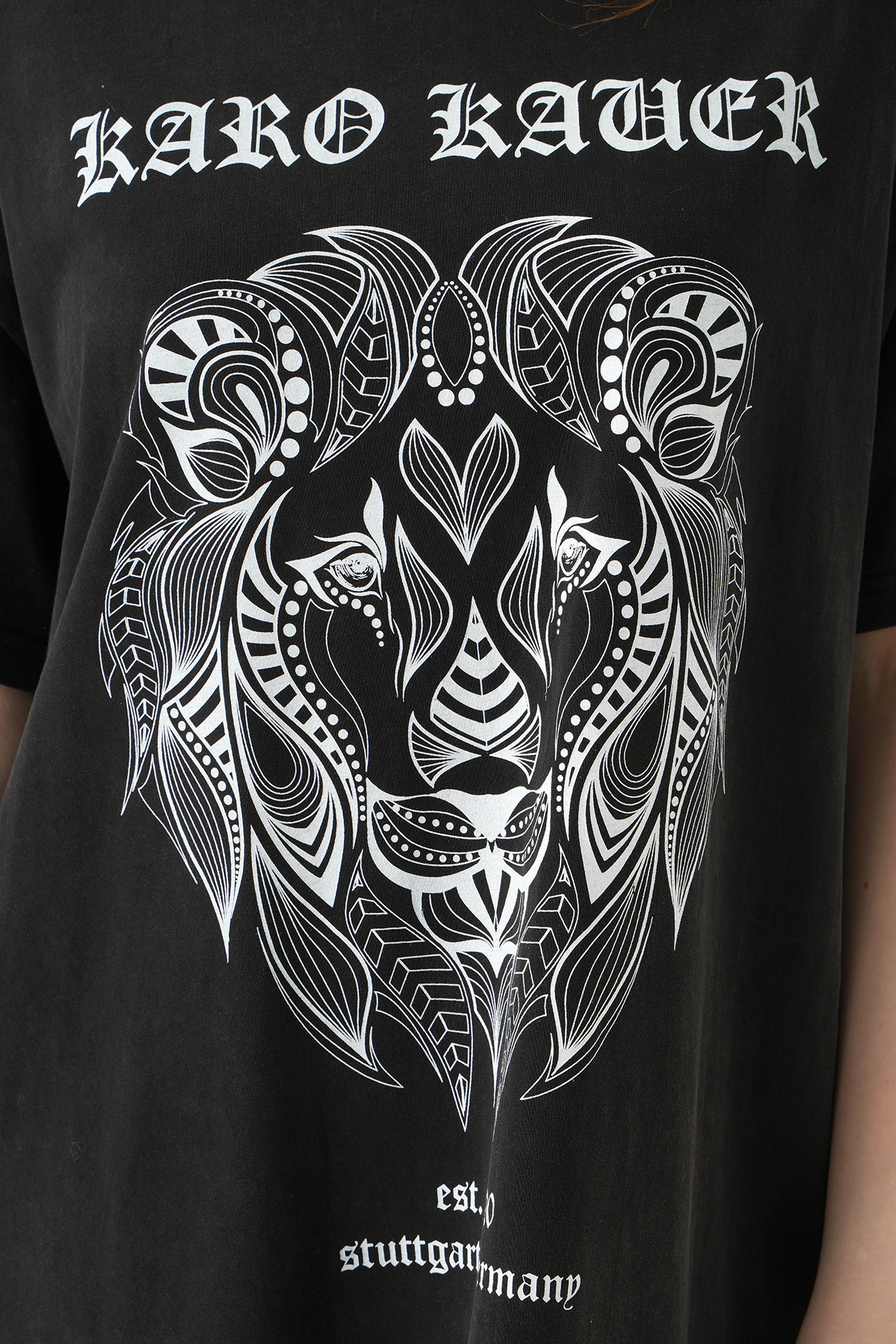 0006 Aslan Baskı Elbise Siyah - RAYS