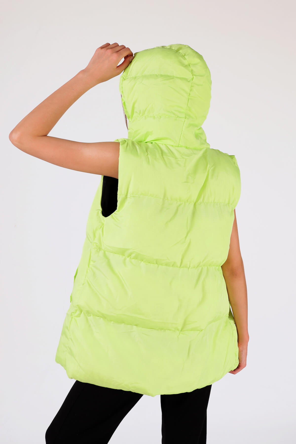 Fıstık Yeşili Oversize Yelek 0015-1 - 4