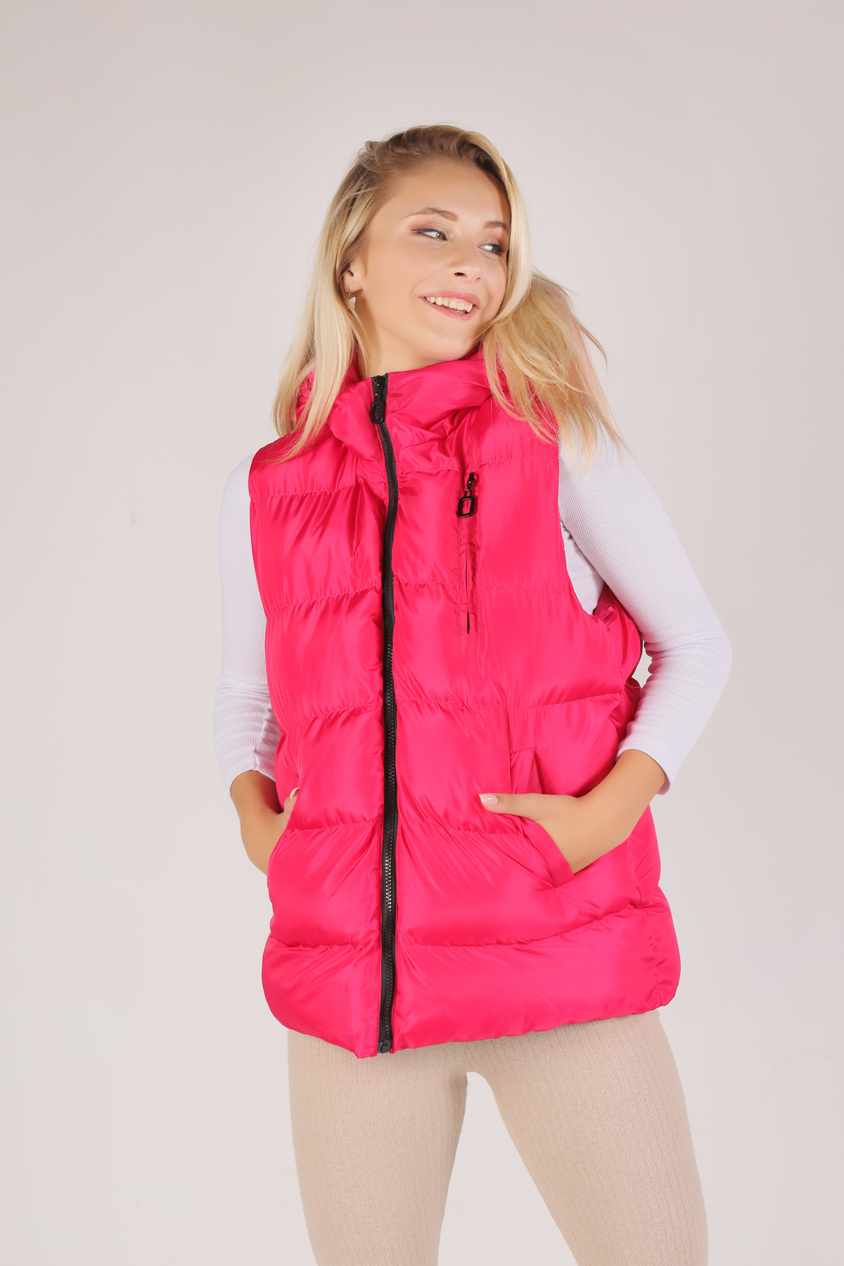 0015-1 Oversize Yelek Fuşya 