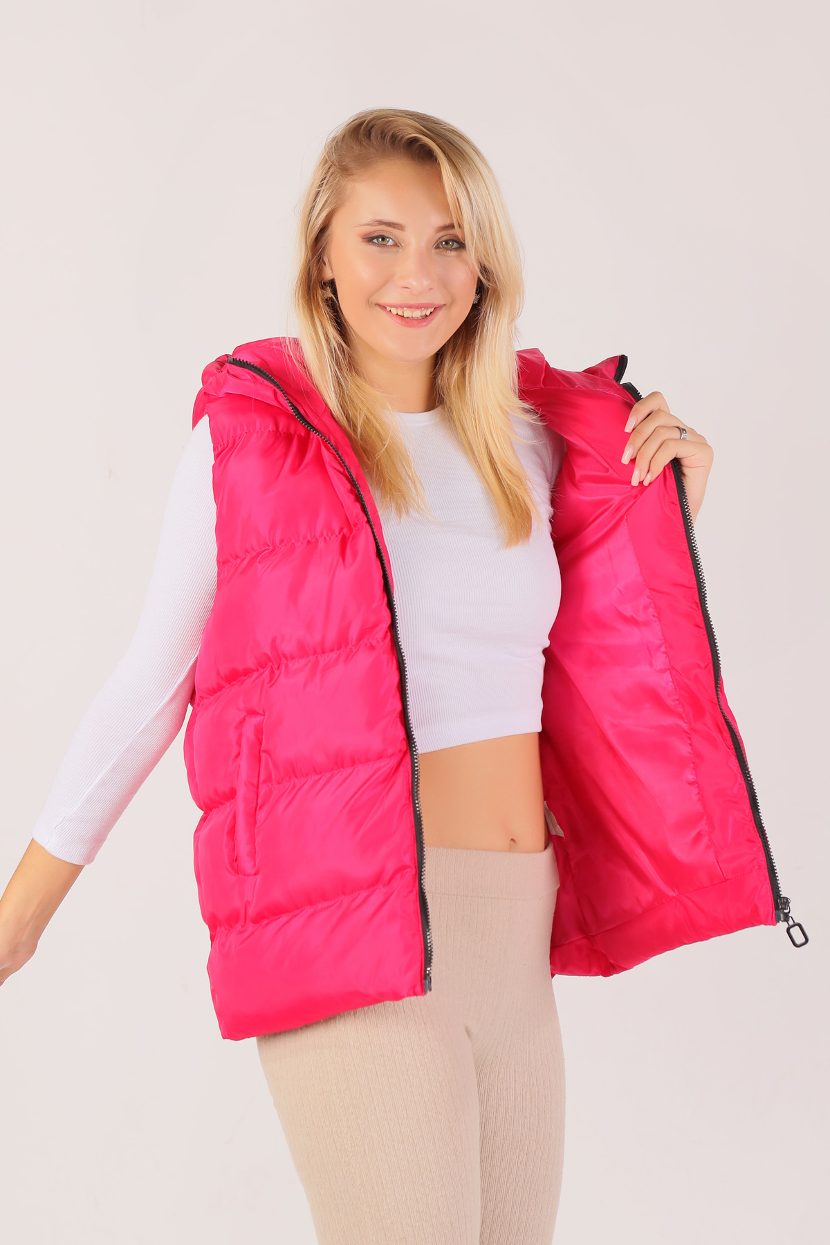 0015-1 Oversize Yelek Fuşya - 4