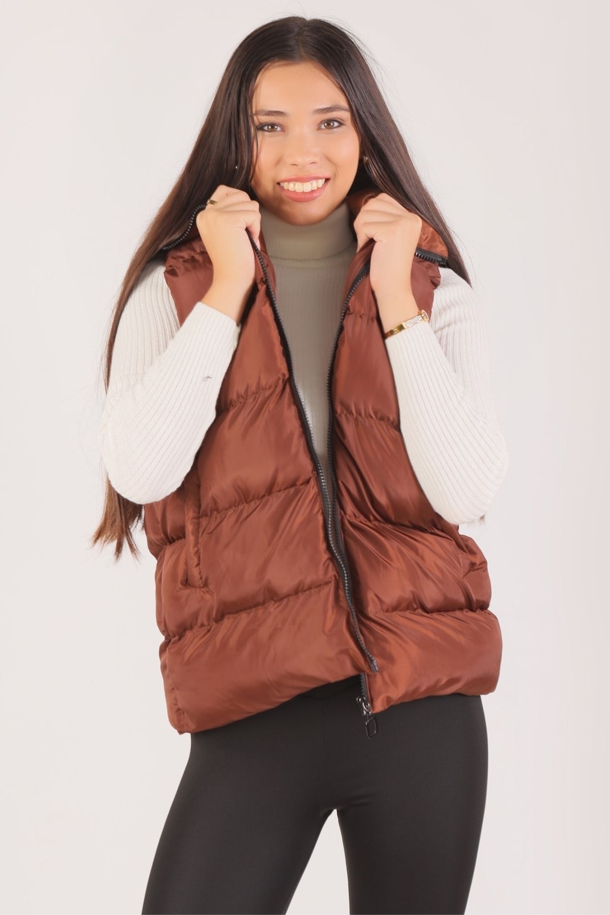 0015-1 Oversize Yelek Kahve 