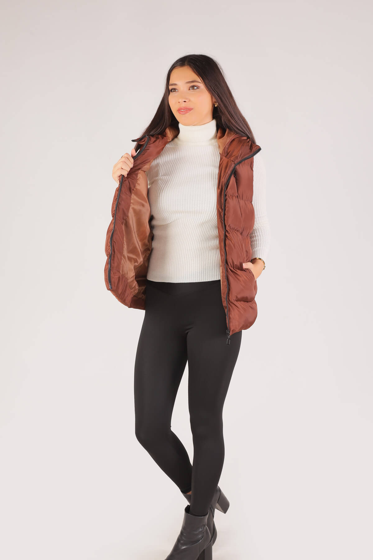 0015-1 Oversize Yelek Kahve - 5