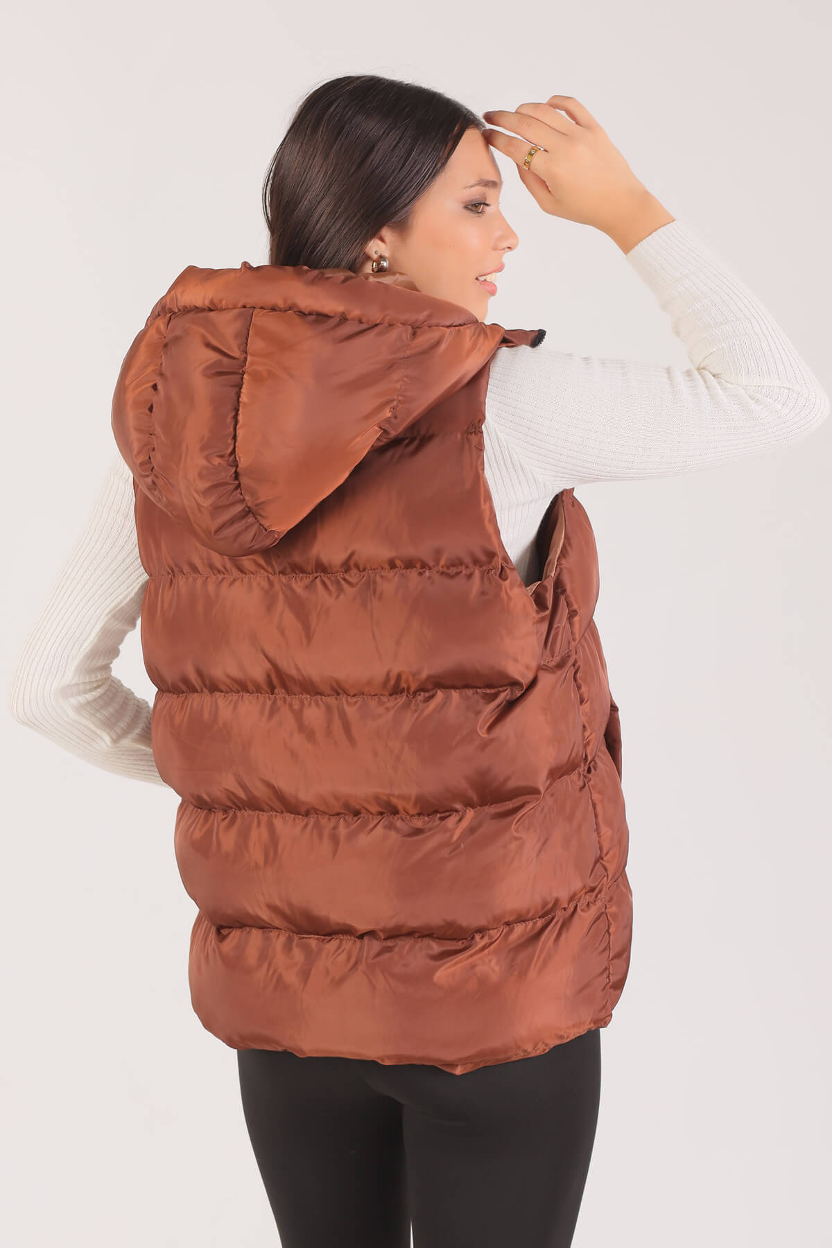 Kahve Oversize Yelek 0015-1 - 3