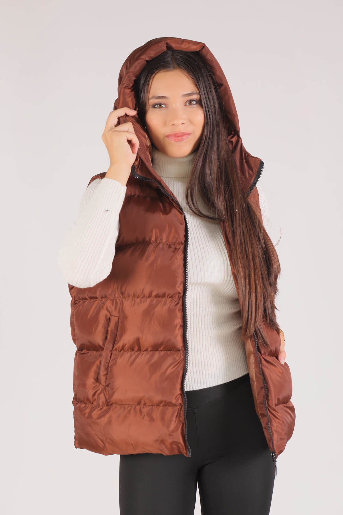 Kahve Oversize Yelek 0015-1 - 6