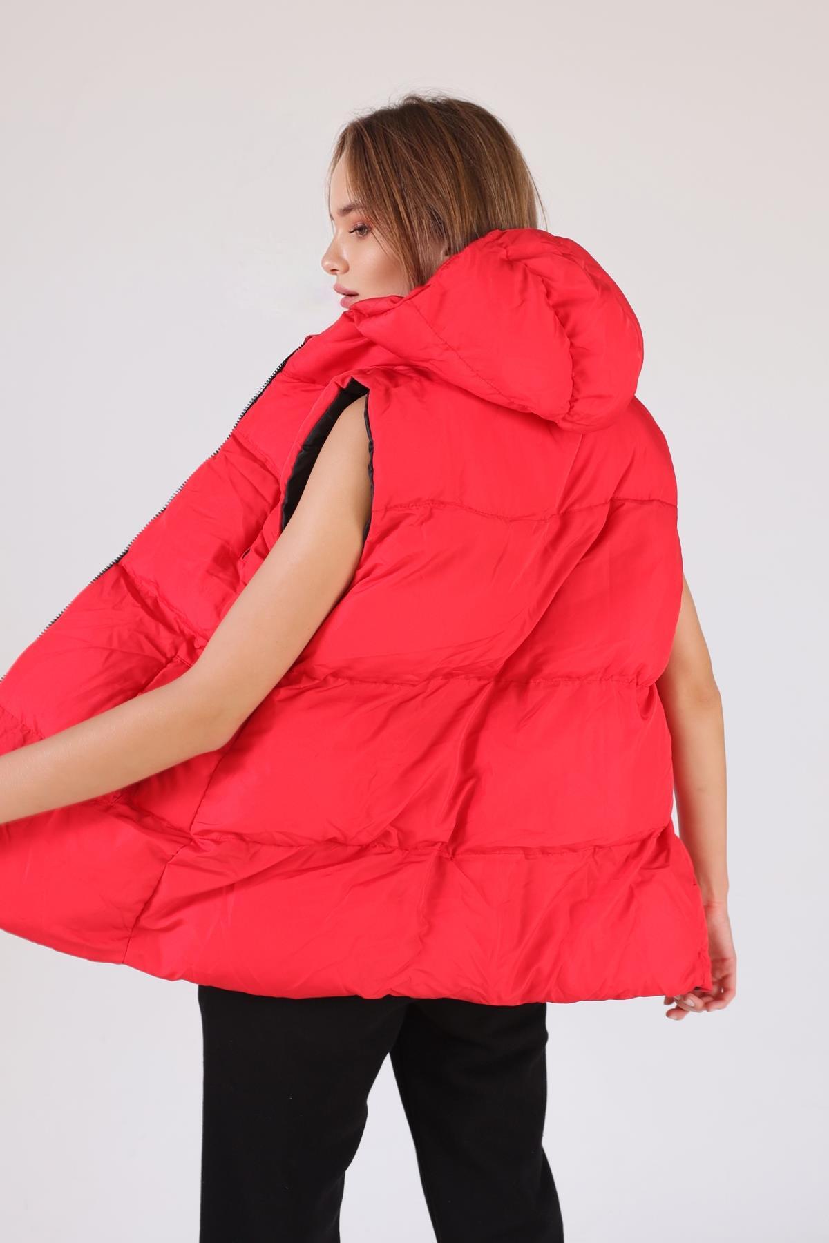 Kırmızı Oversize Yelek 0015-1 - 3