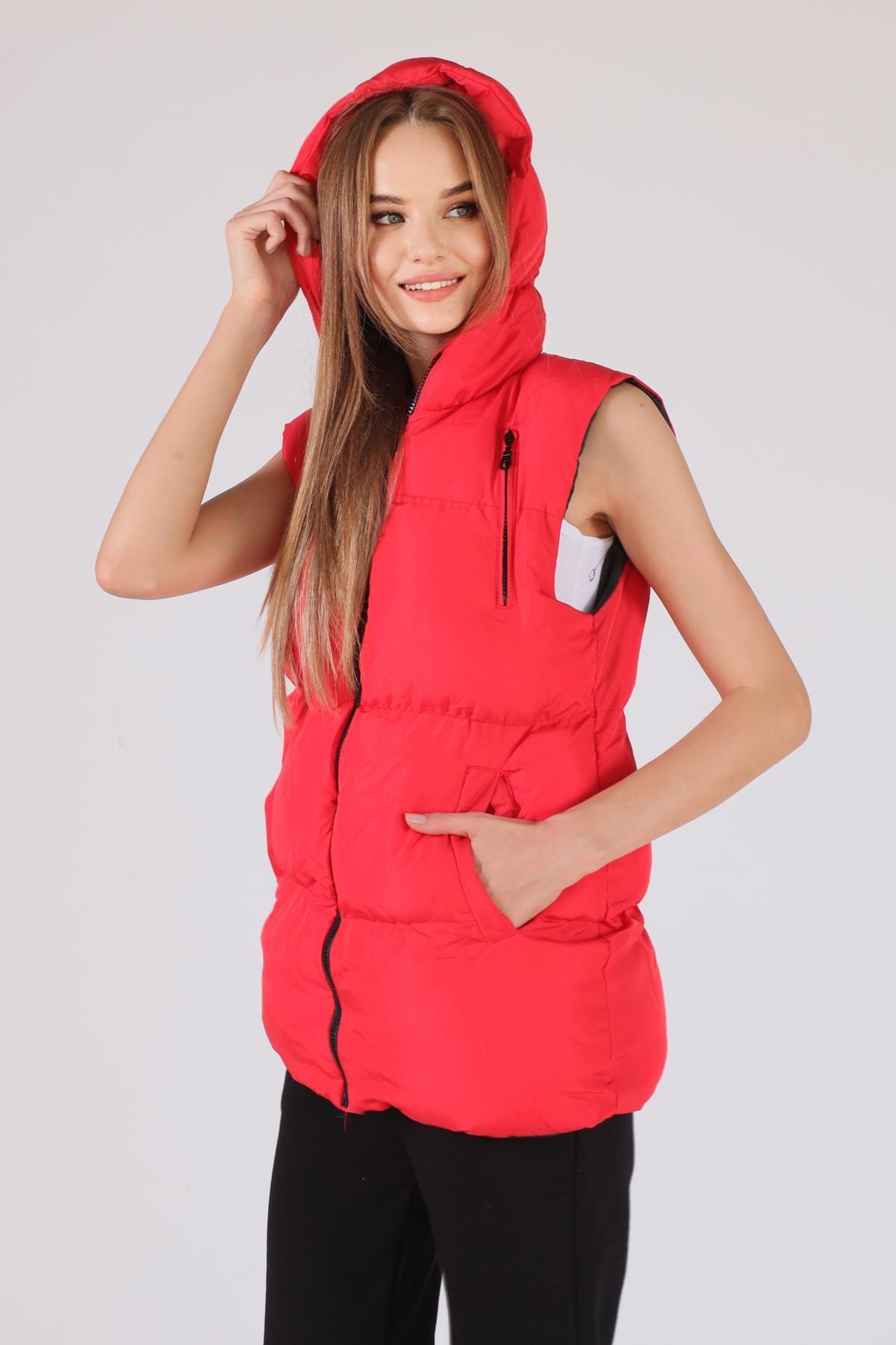 Kırmızı Oversize Yelek 0015-1 - 5