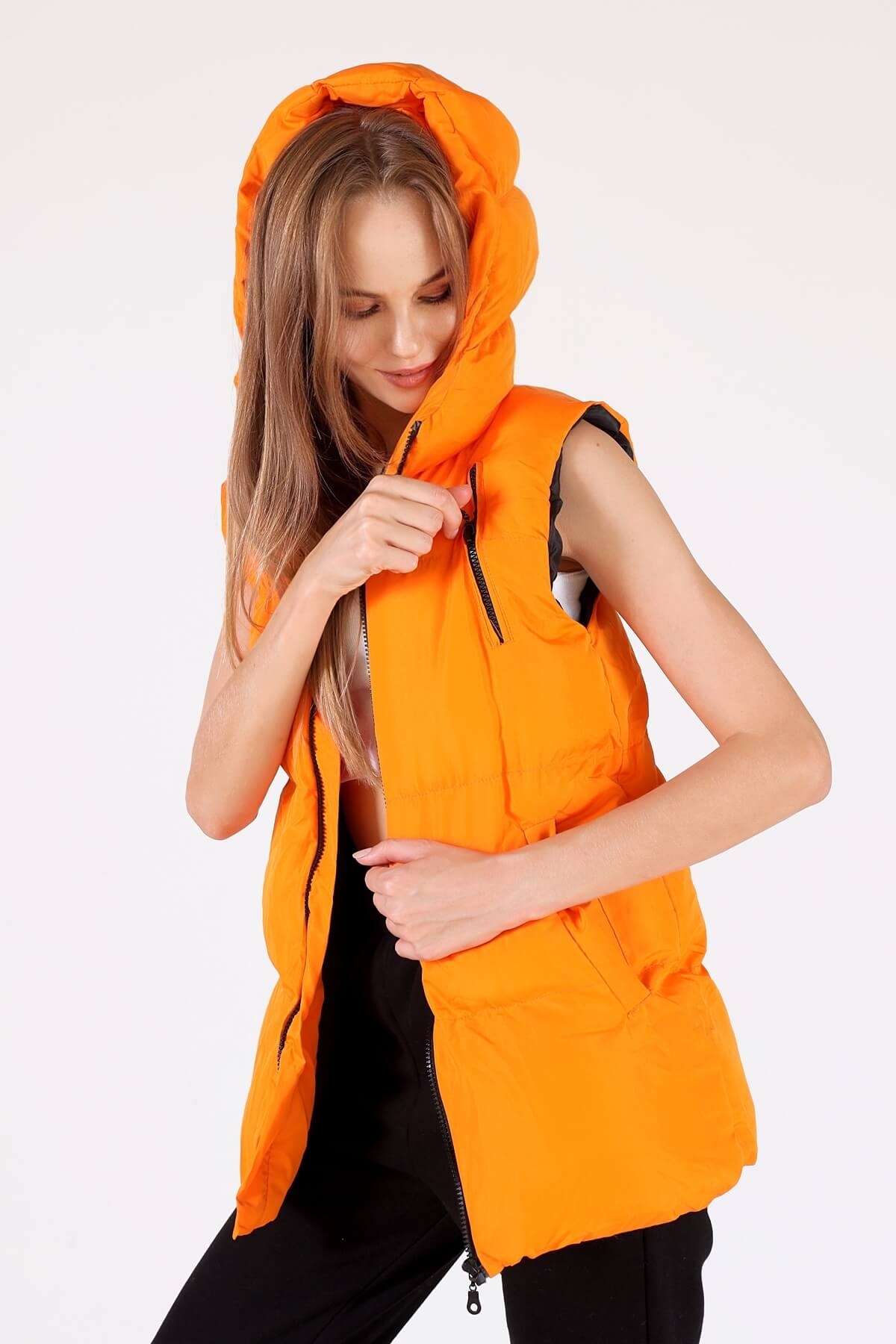 Orange Oversize Yelek 0015-1 - 3