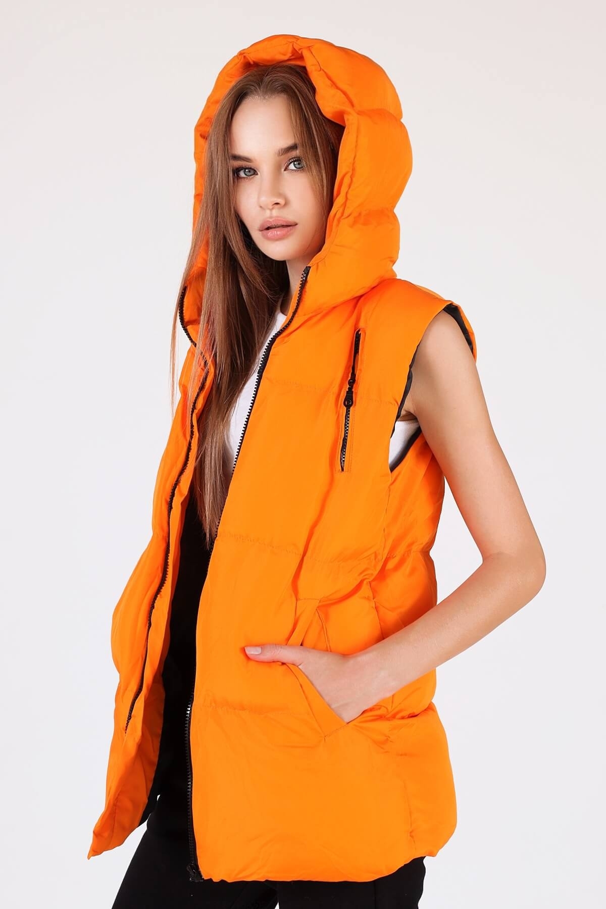 Orange Oversize Yelek 0015-1 - 4