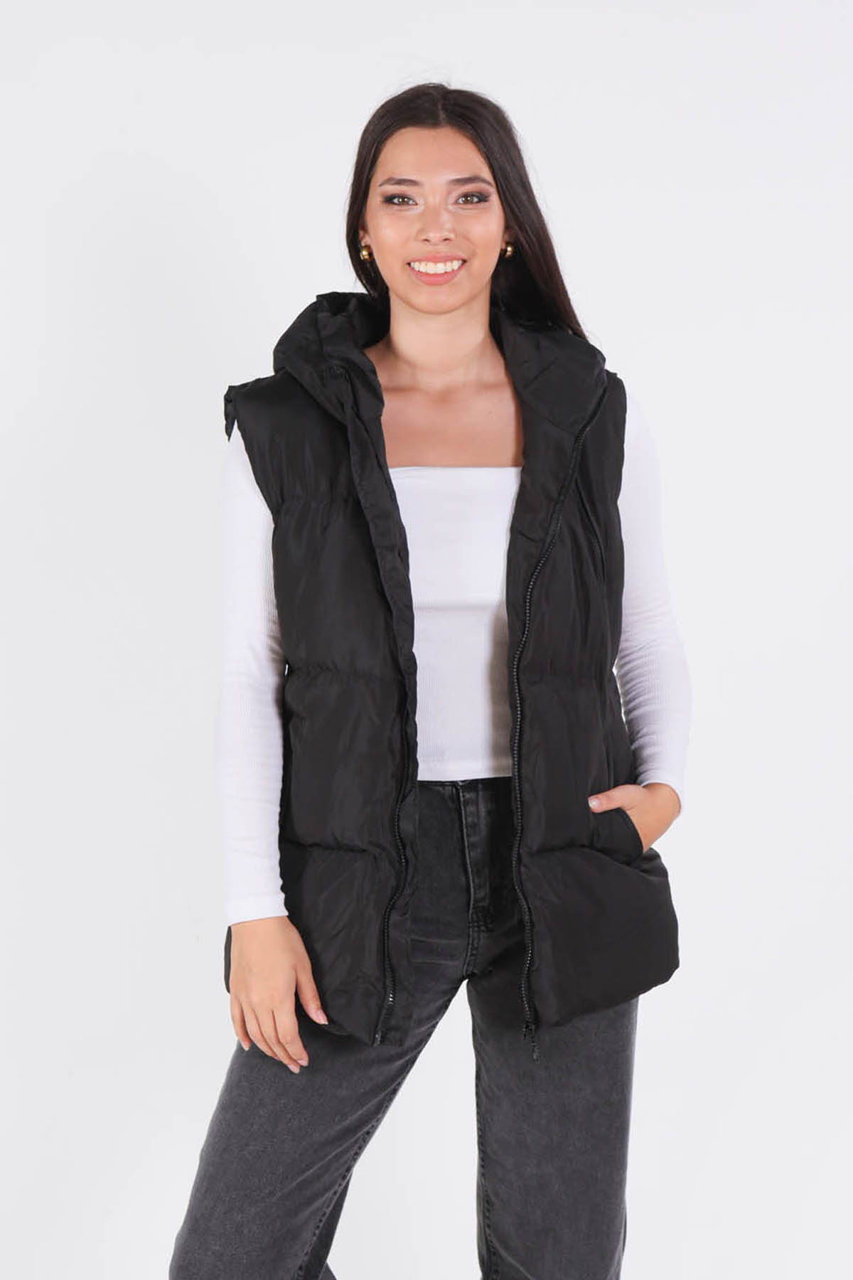 Siyah Oversize Yelek 0015-1 - 1