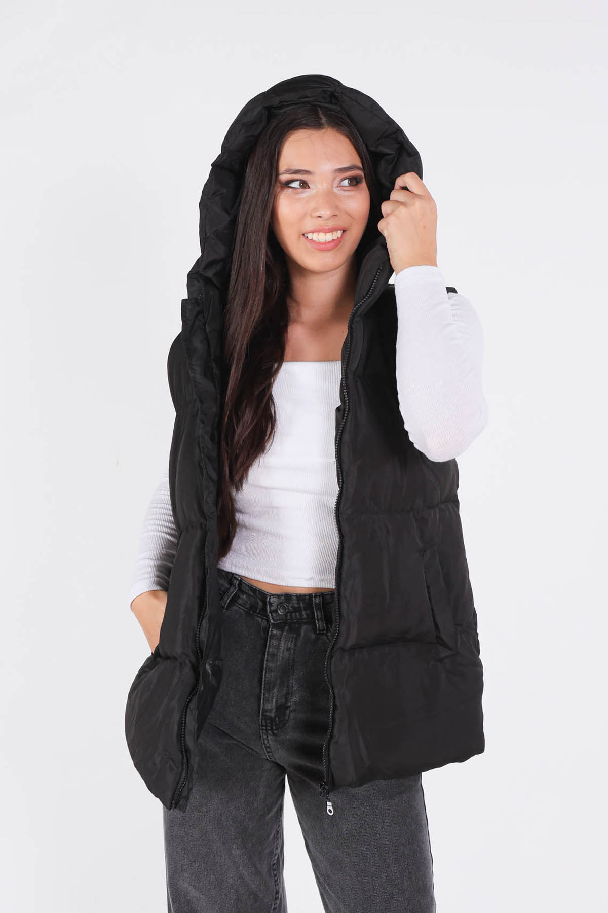 Siyah Oversize Yelek 0015-1 - 5