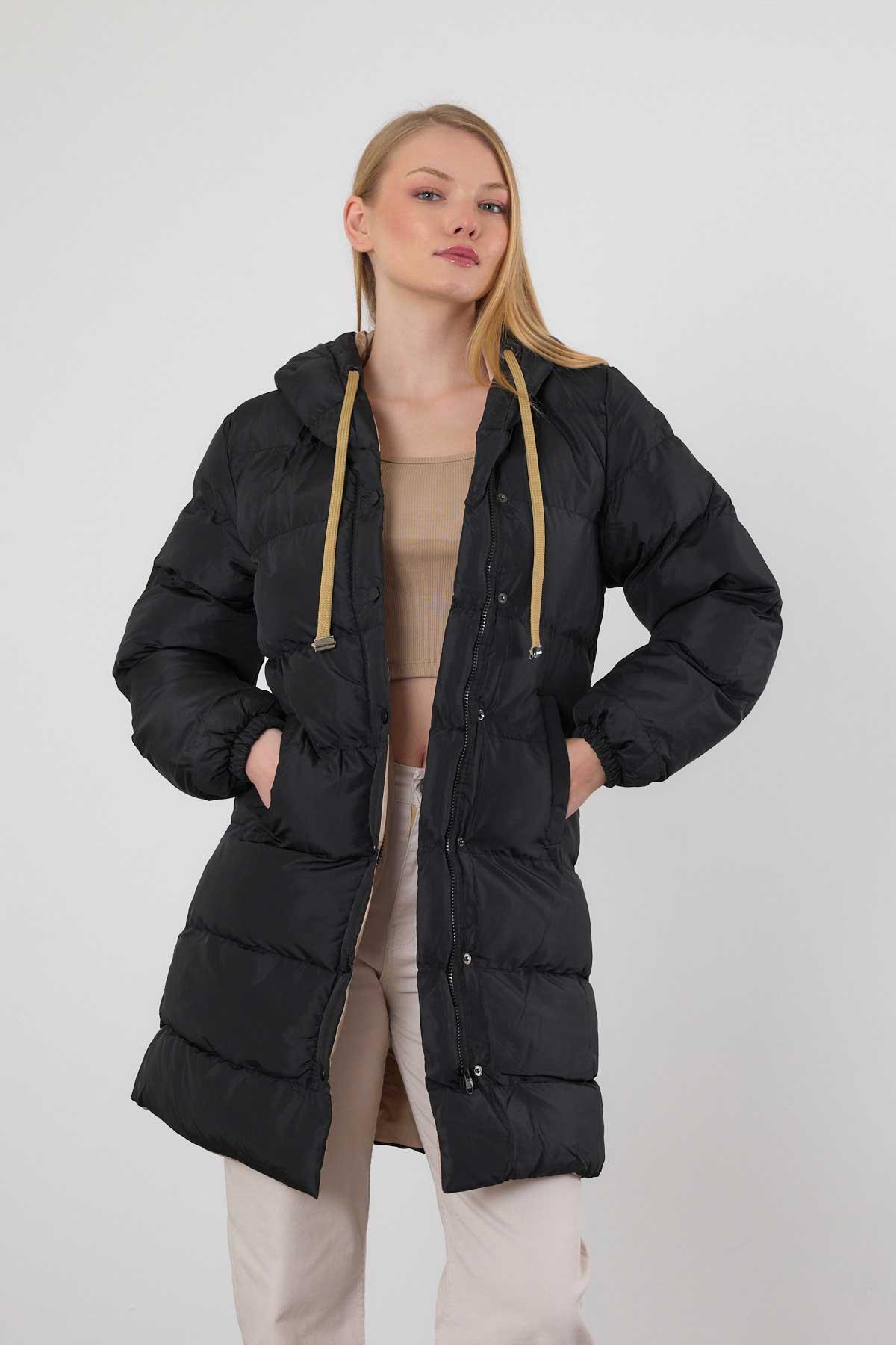 Bej Çift Renkli Oversize Mont 0021-1 - 2