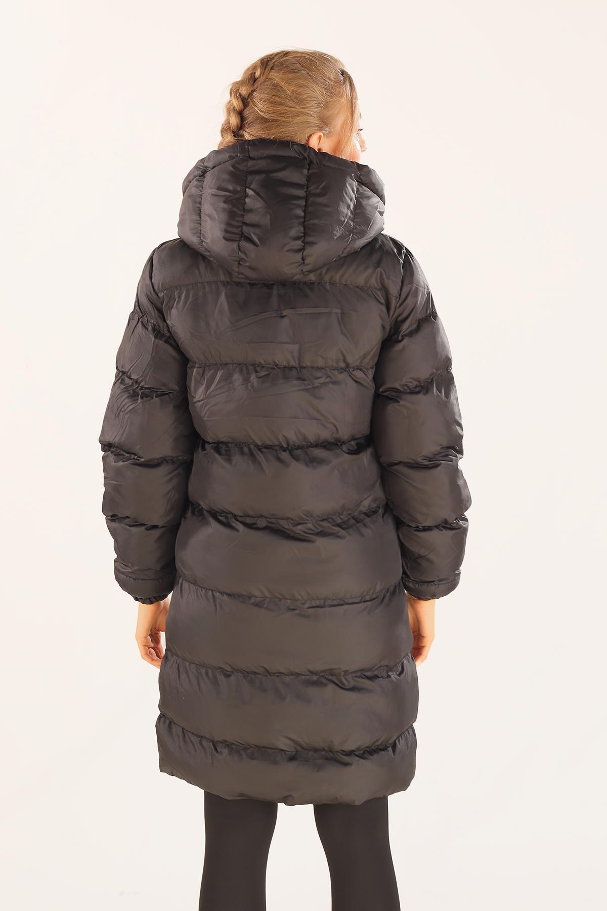 Bordo Çift Renkli Oversize Mont 0021-1 - 3