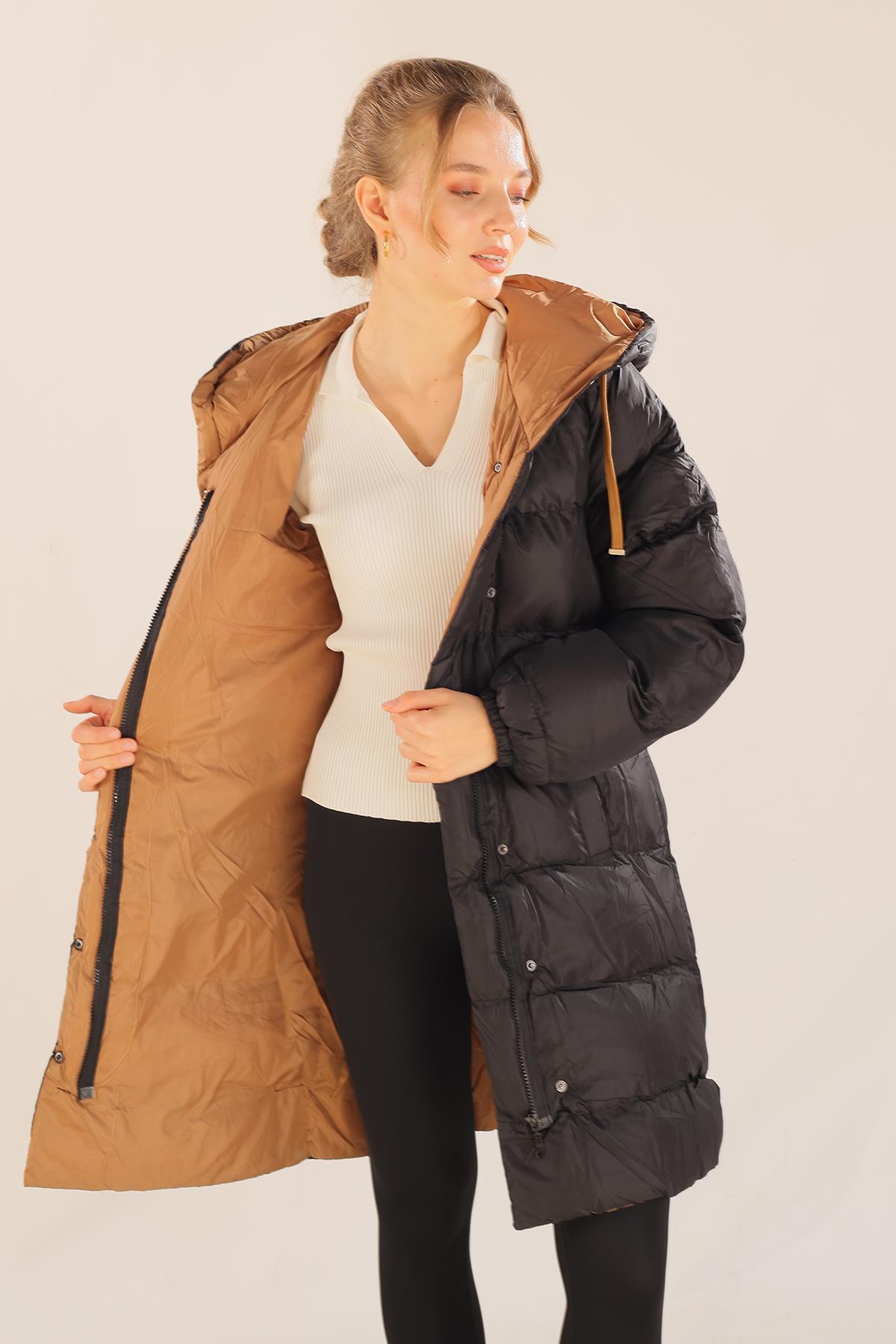 Camel Çift Renkli Oversize Mont 0021-1 - 4