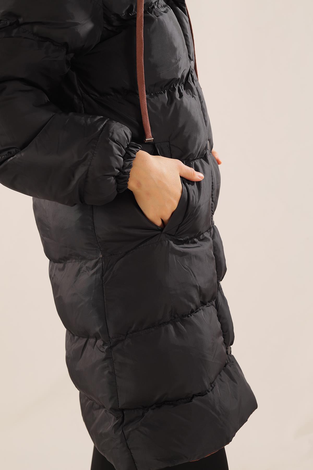 Kahve Çift Renkli Oversize Mont 0021-1 - 4