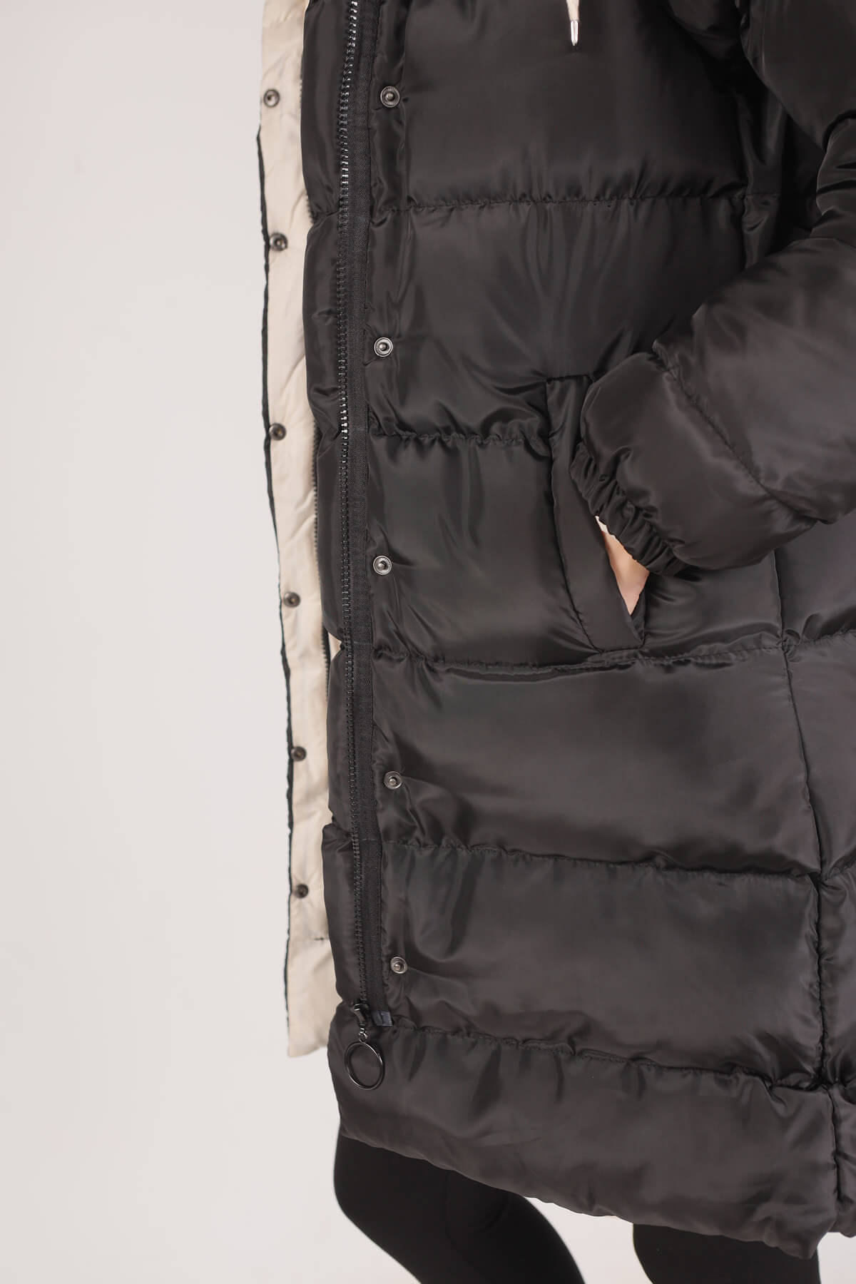 Taş Çift Renkli Oversize Mont 0021-1 - 3