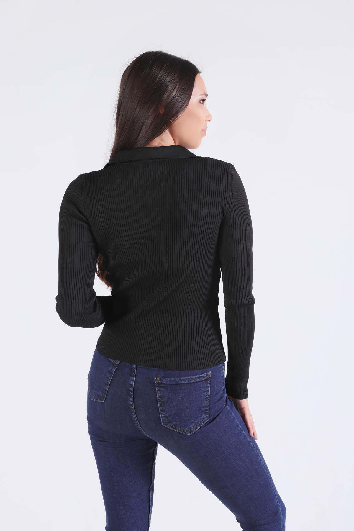 Siyah Polo Yaka Kazak 0033 - 2