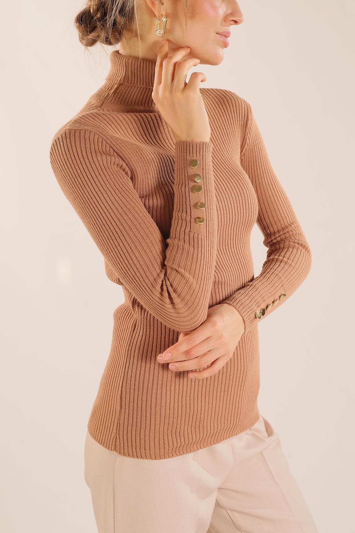 006 Kol Düğme Detay Fitilli Kazak Bisküvi - 3