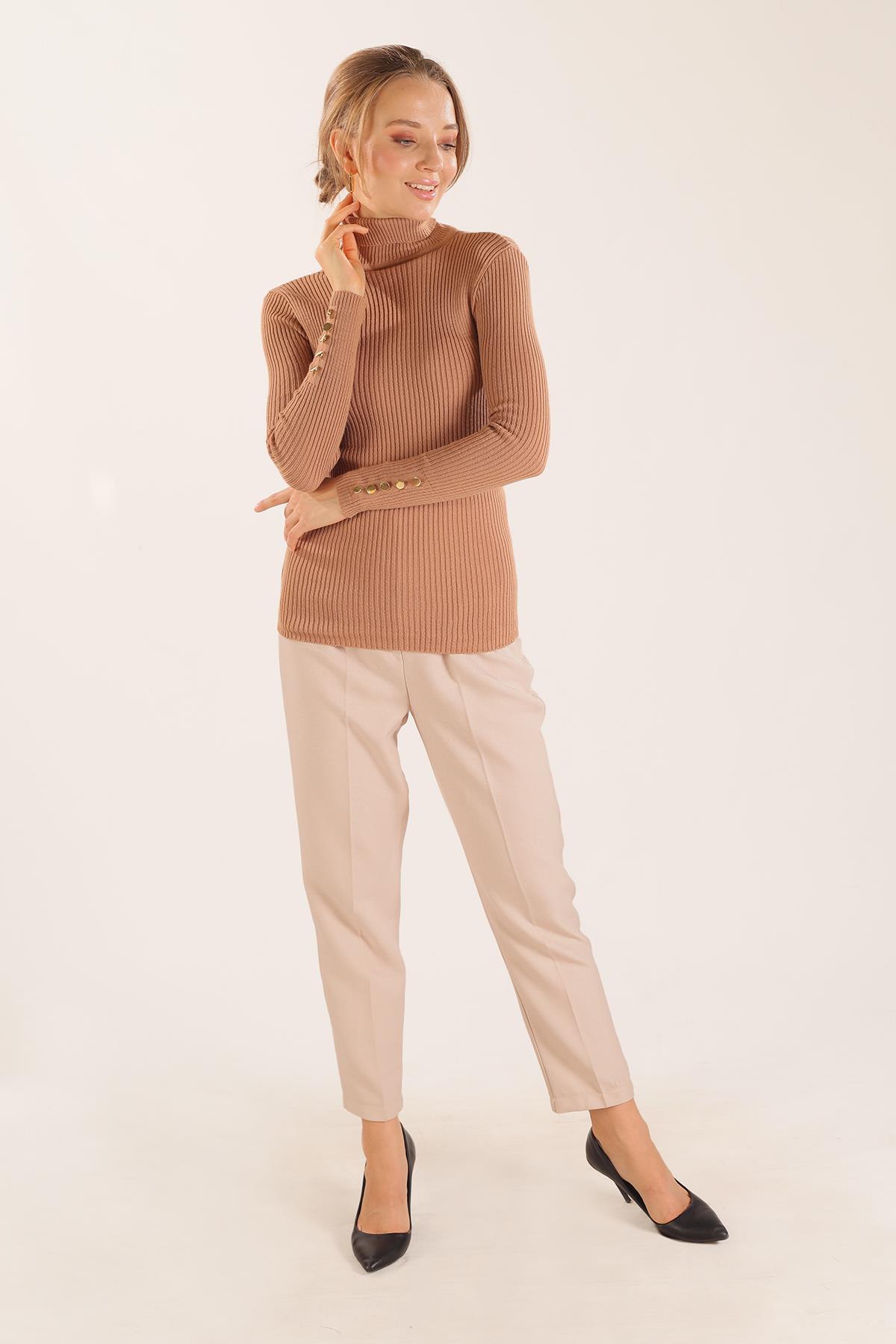 Bisküvi Kol Düğme Detay Fitilli Kazak 006 - 6