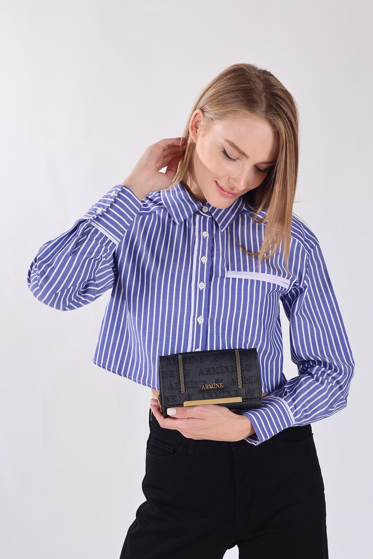 Siyah Tek Fermuarlı Baskılı Cüzdan 006 - 6