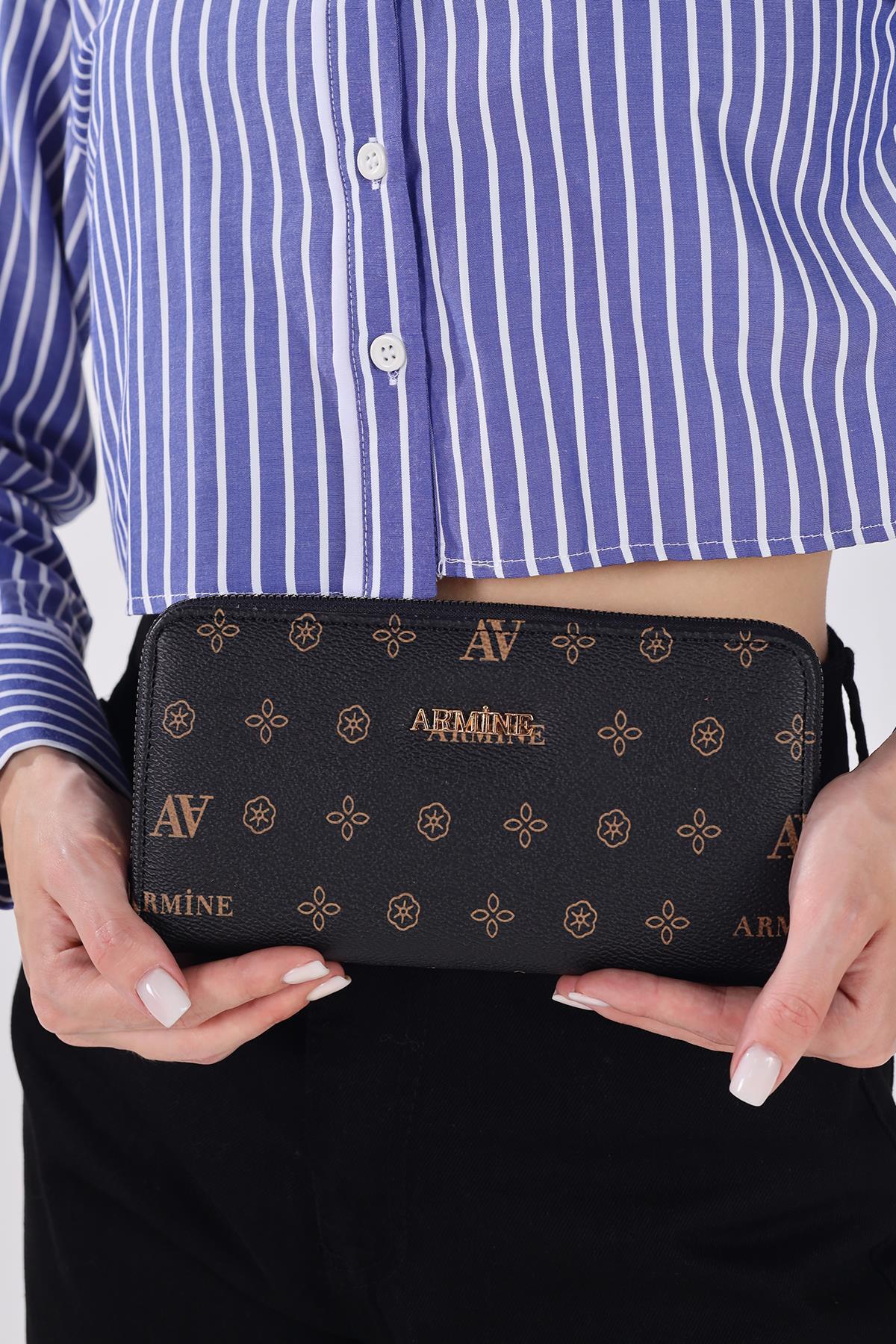 Siyah Tek Fermuarlı Baskılı Cüzdan 006 - 8