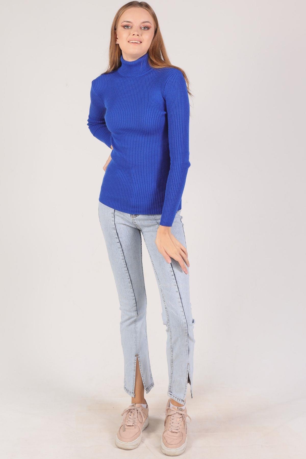 Saks Balıkçı Yaka Fitilli Kazak 007 - 4