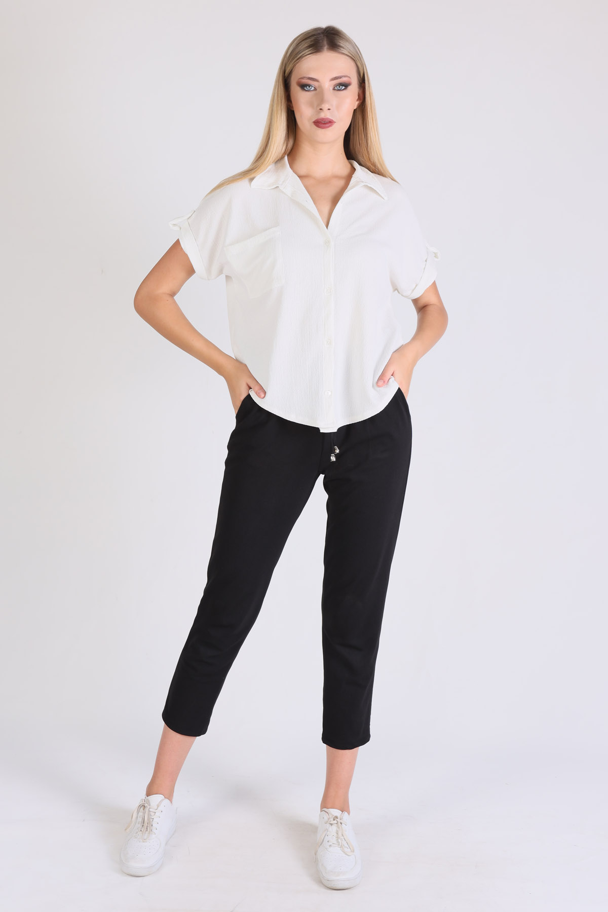 Beyaz Kol Detay Gömlek 0090 - 2