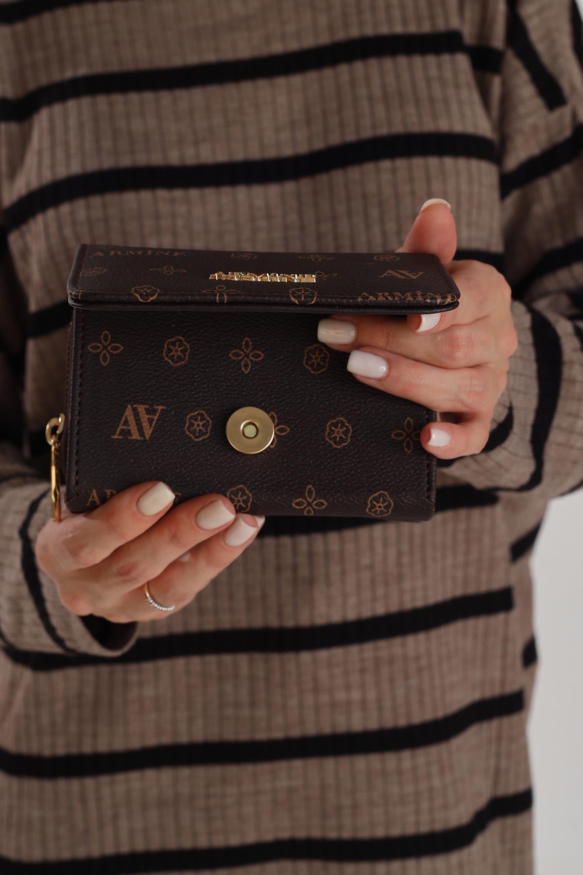 Kahve Ön Cepli Baskılı Cüzdan 011 - 4