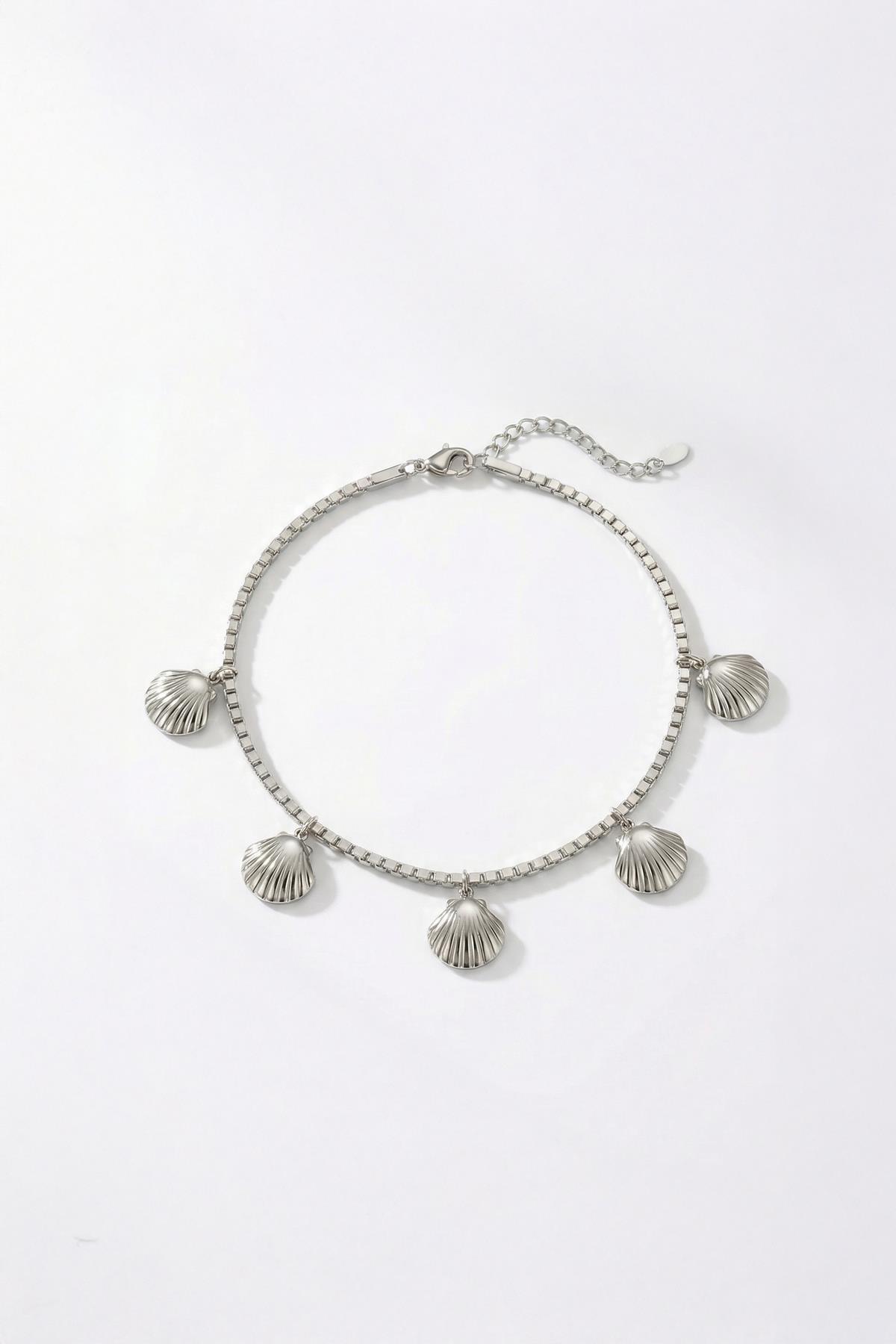 Gümüş 5'li Deniz Kabuğu Figürlü Bileklik 0126 