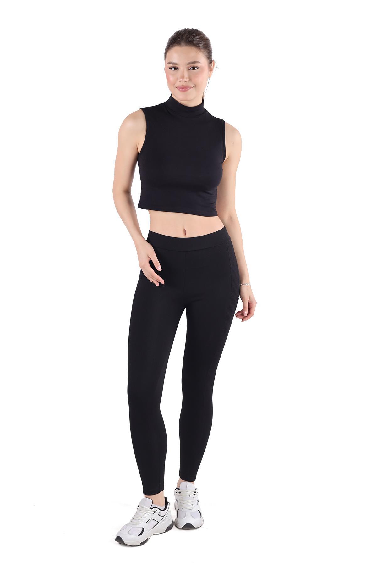 Siyah Balıkçı Yaka Sıfır Kol Bluz 013 - 3