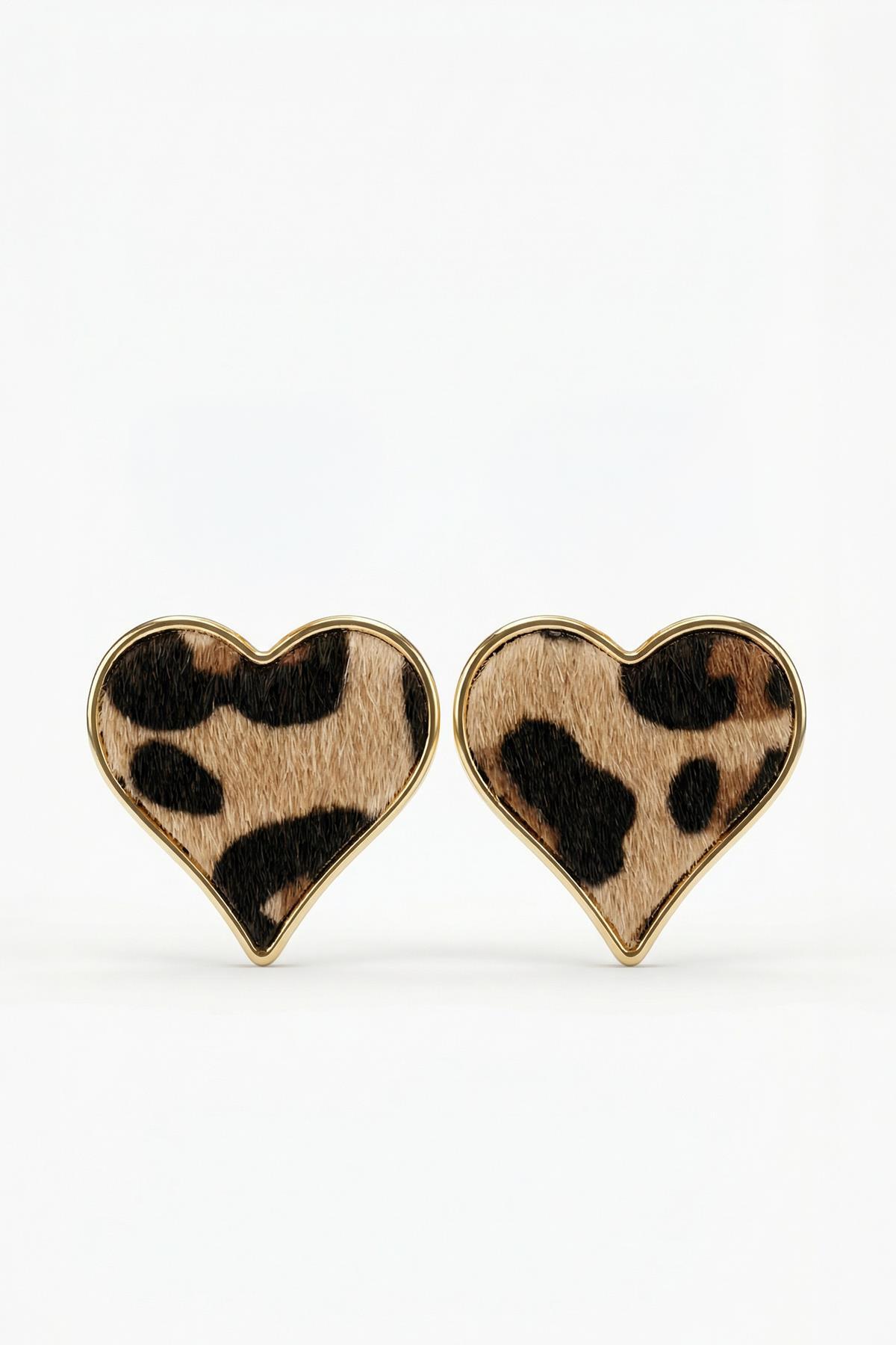 0139 Leopar Desen Kalp Küpe Kahve - 1