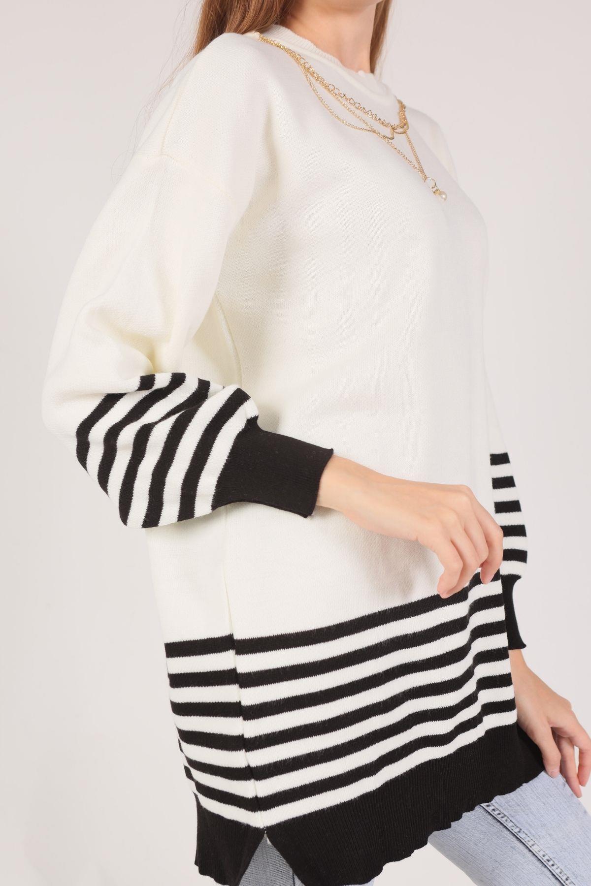 014 Kol Etek Çizgi Detay Tunik Siyah - 4