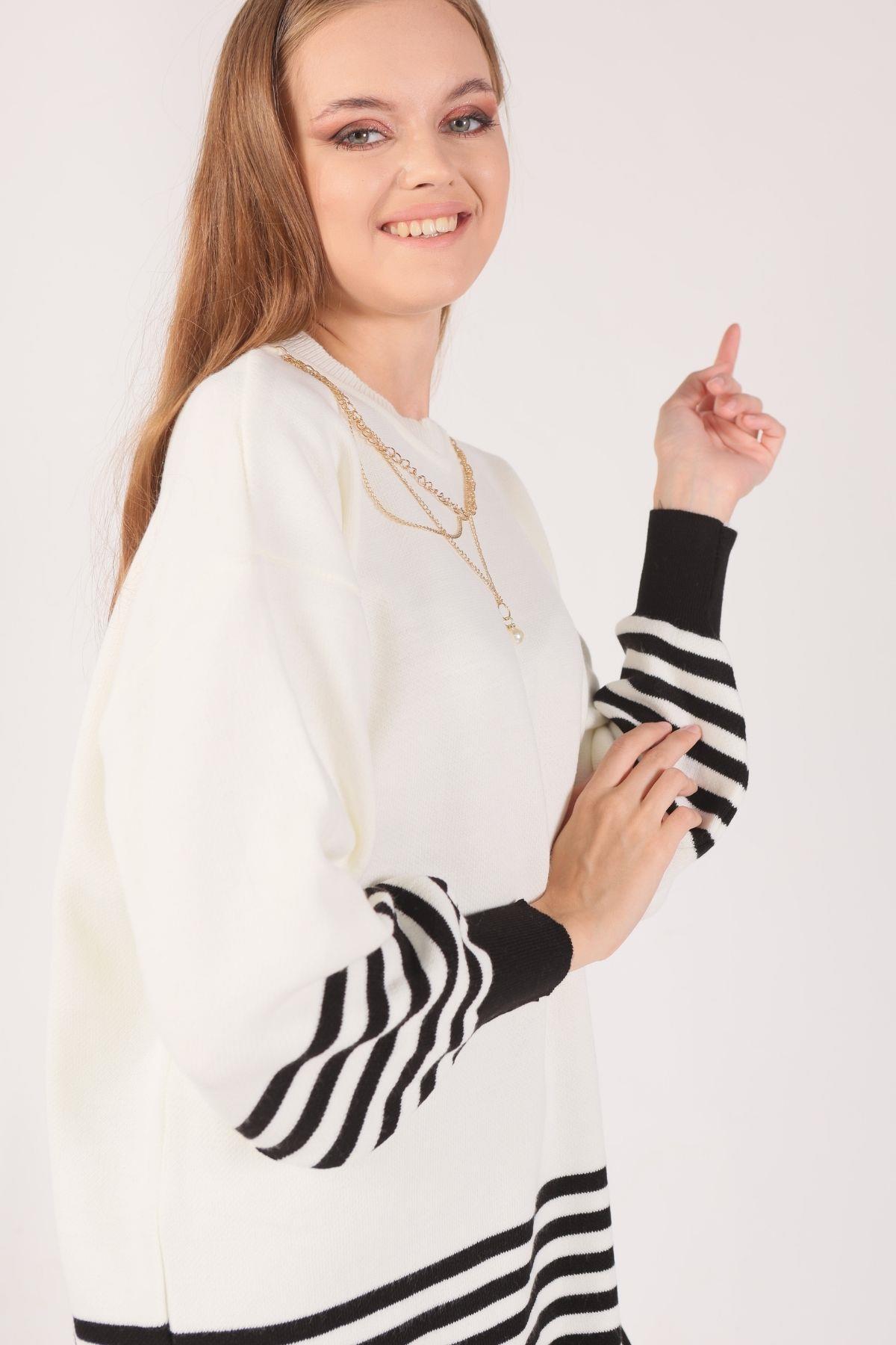 Siyah Kol Etek Çizgi Detay Kazak 014 - 3