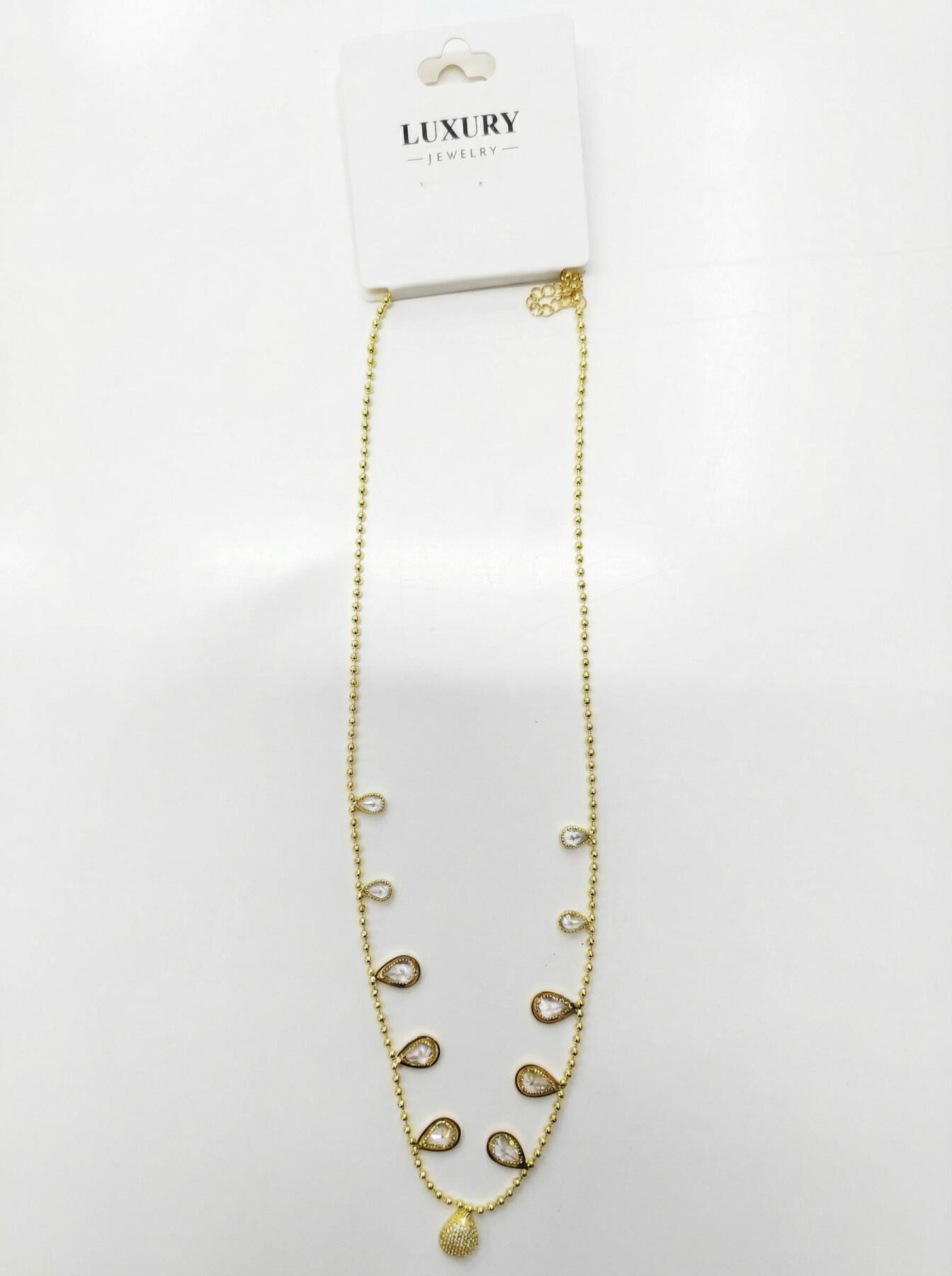 0141 Damla Figürlü Kararmaz Çelik Kolye Gold - RAYS