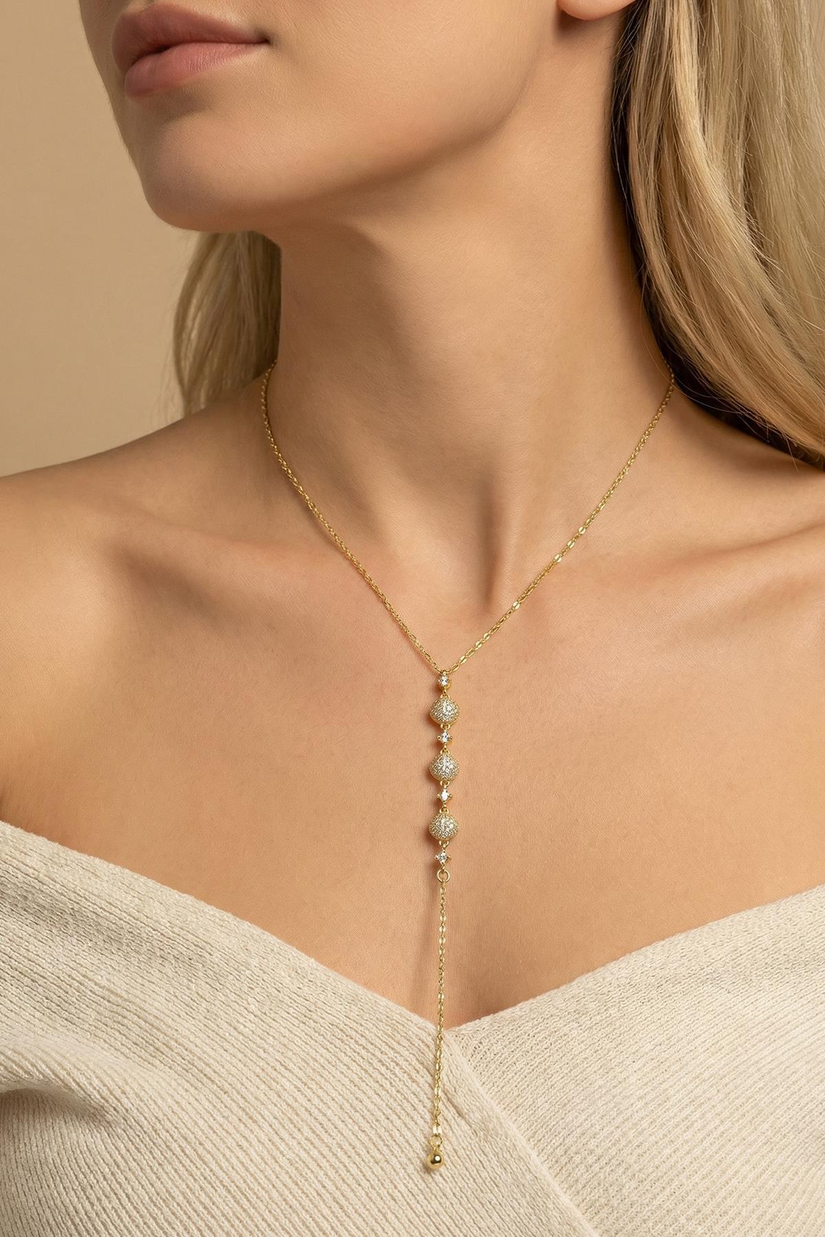 Gold Çelik Dekolte Kolye 0143 