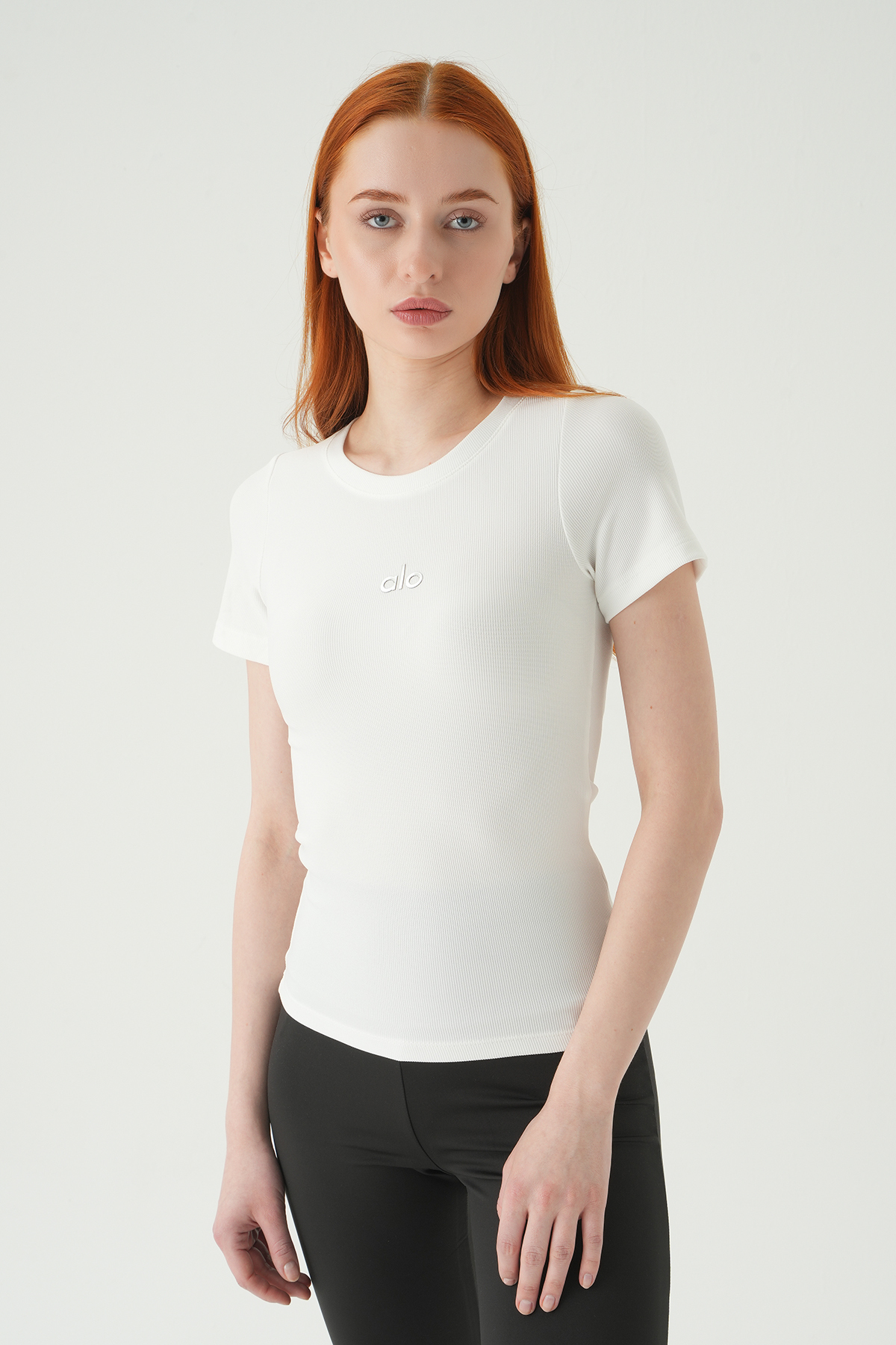 0149 Alo Baskılı Kısa Kol Tişört Ekru - 1