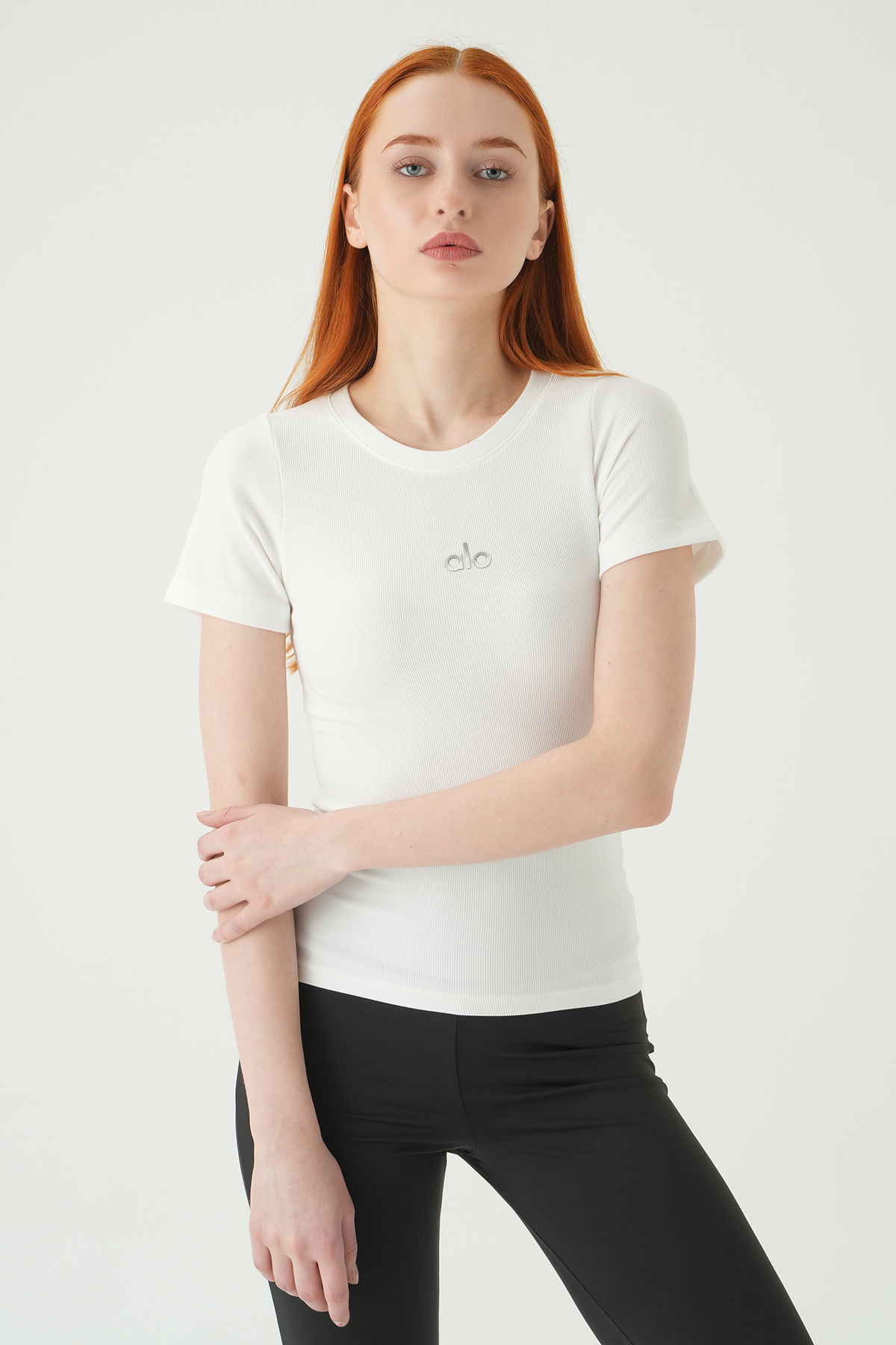 0149 Alo Baskılı Kısa Kol Tişört Ekru - 2