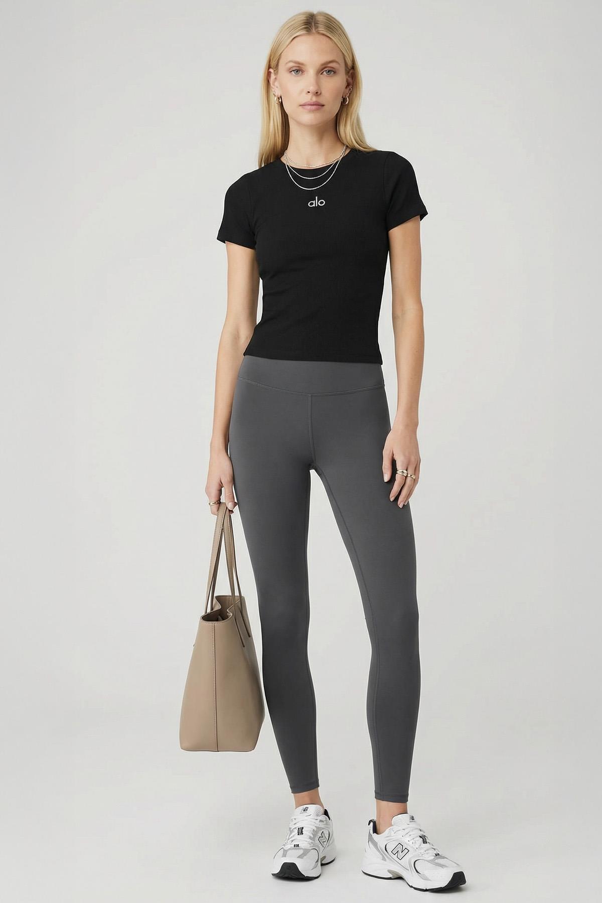 0149 Alo Baskılı Kısa Kol Tişört Siyah - 1