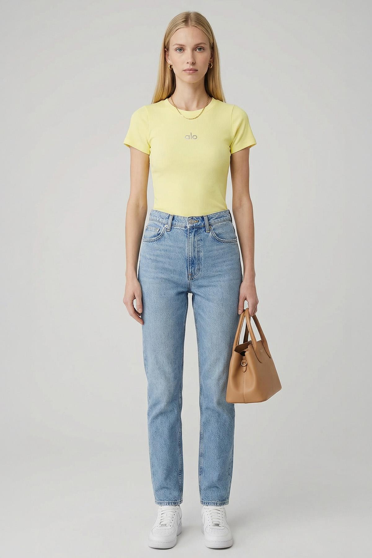 Sarı Baskılı Kısa Kol Tişört 0149 