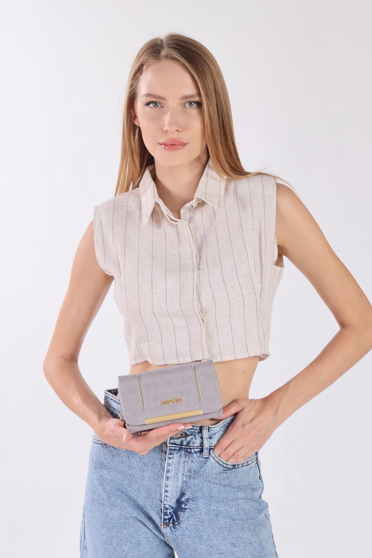 Gri Fermuar Detaylı Cüzdan 016 - 2