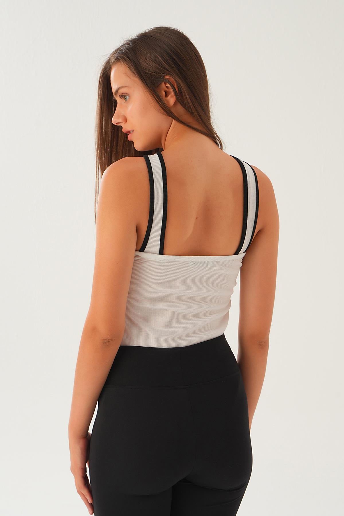 Beyaz Zıbın Detay Çapraz Atlet 0216 - 5