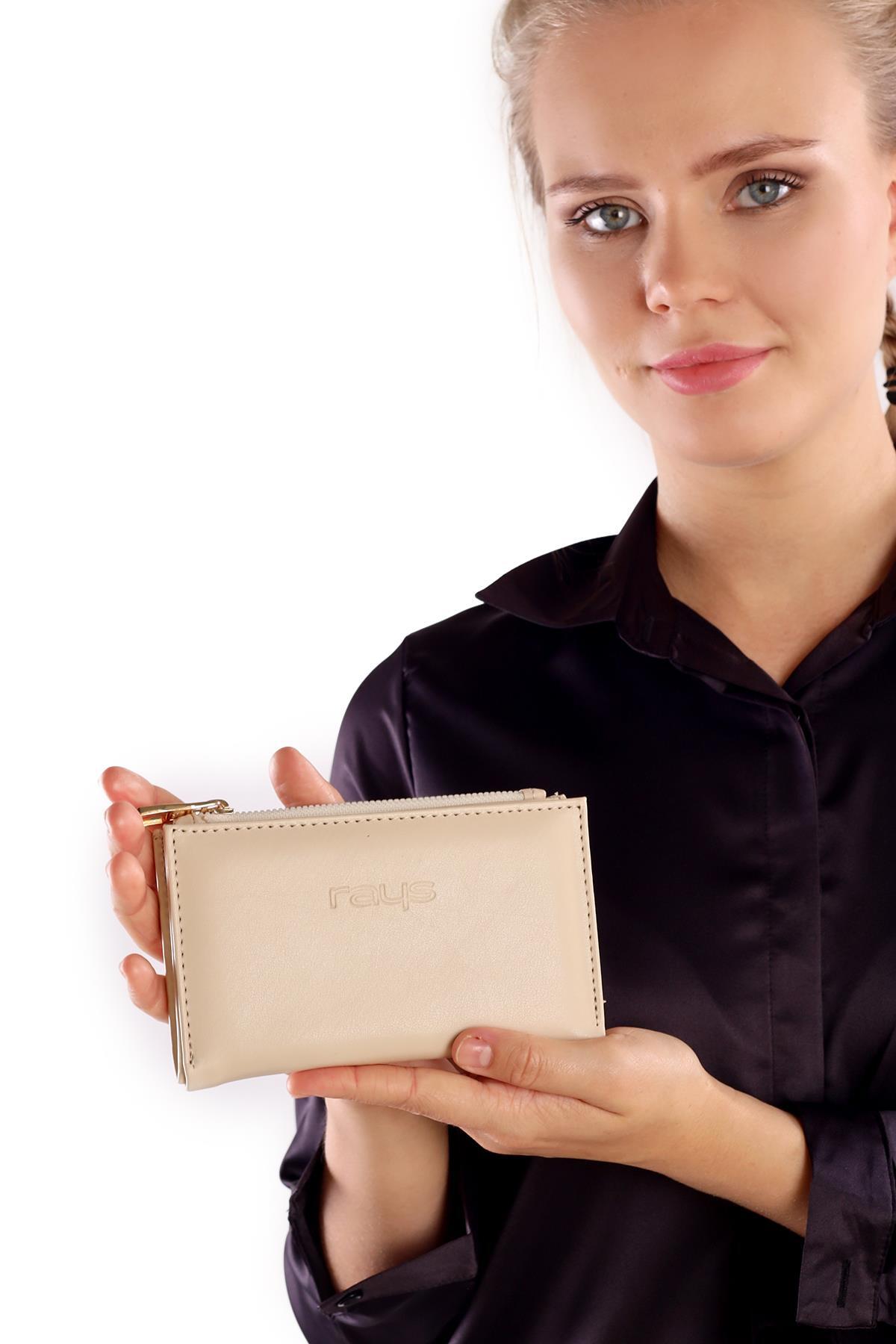 Krem Çıtçıtlı Fermuarlı Cüzdan 023 - 5