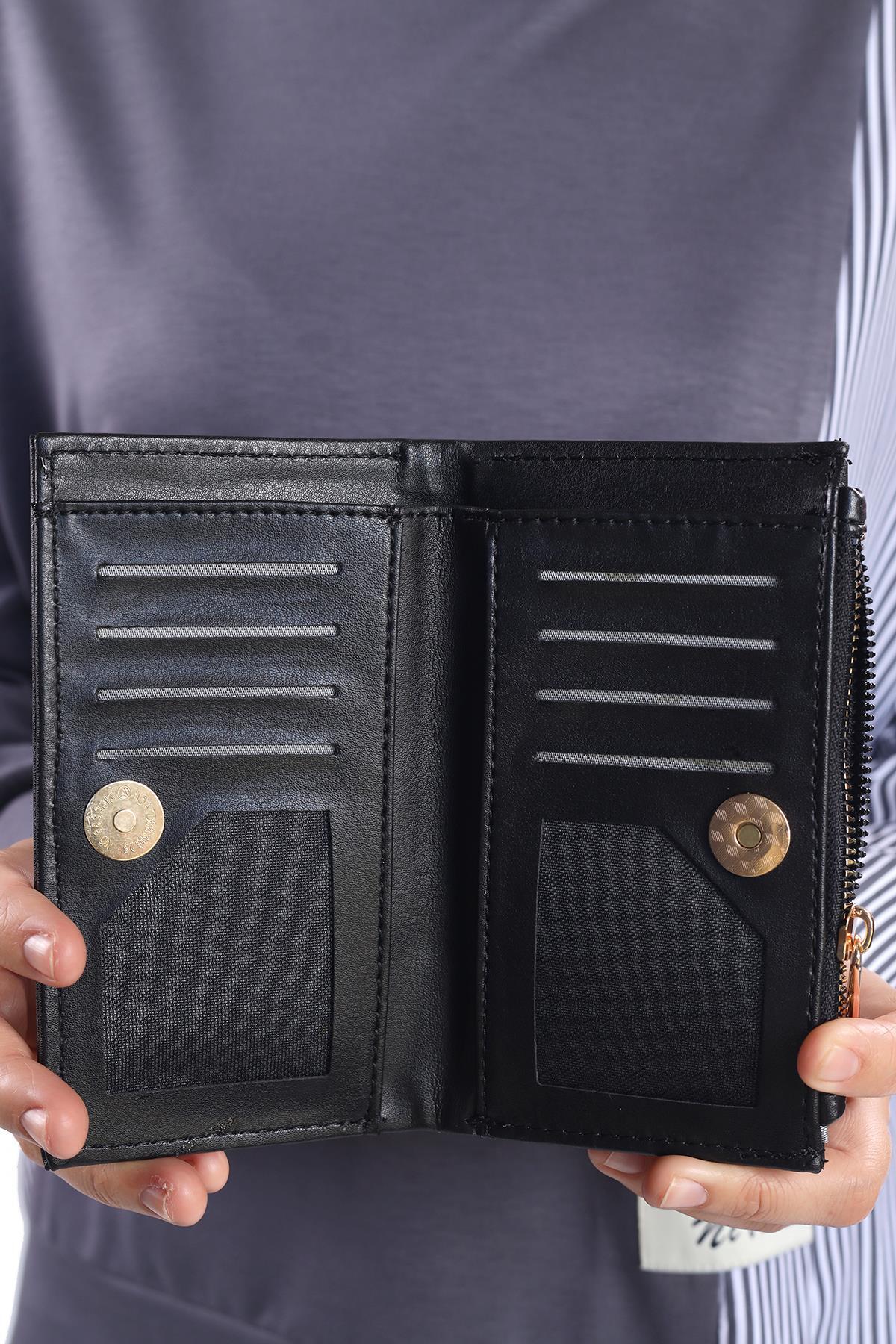 023 Çıtçıtlı Fermuarlı Cüzdan Siyah - RAYS