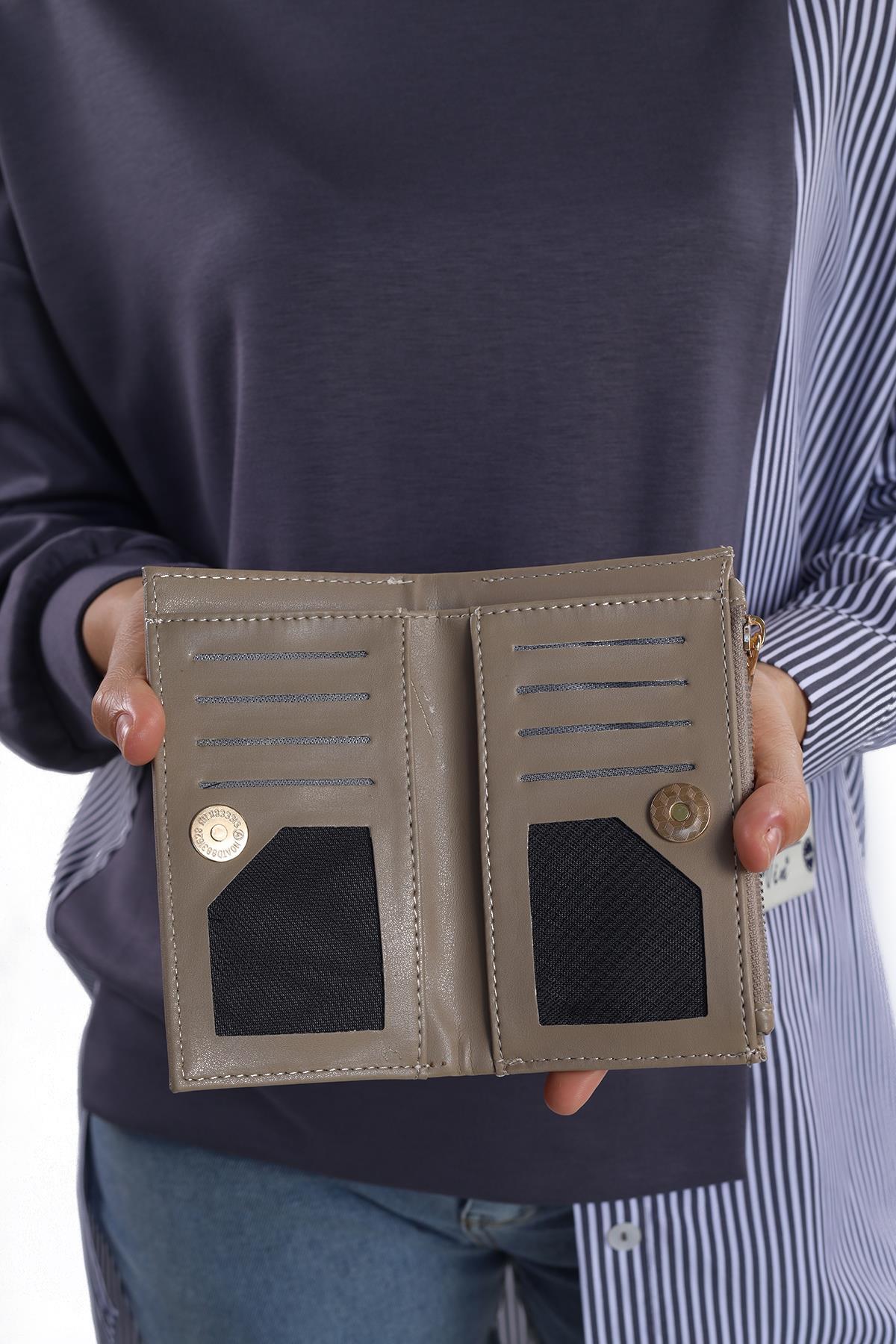 023 Çıtçıtlı Fermuarlı Cüzdan Vizon - RAYS