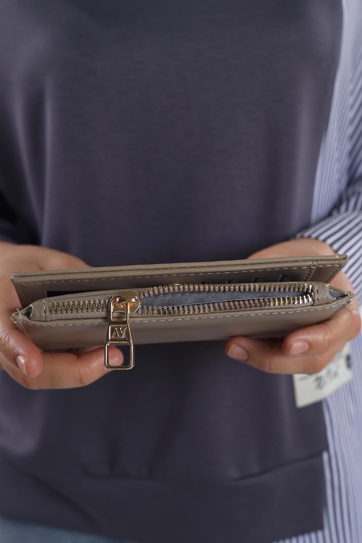 023 Çıtçıtlı Fermuarlı Cüzdan Vizon - RAYS