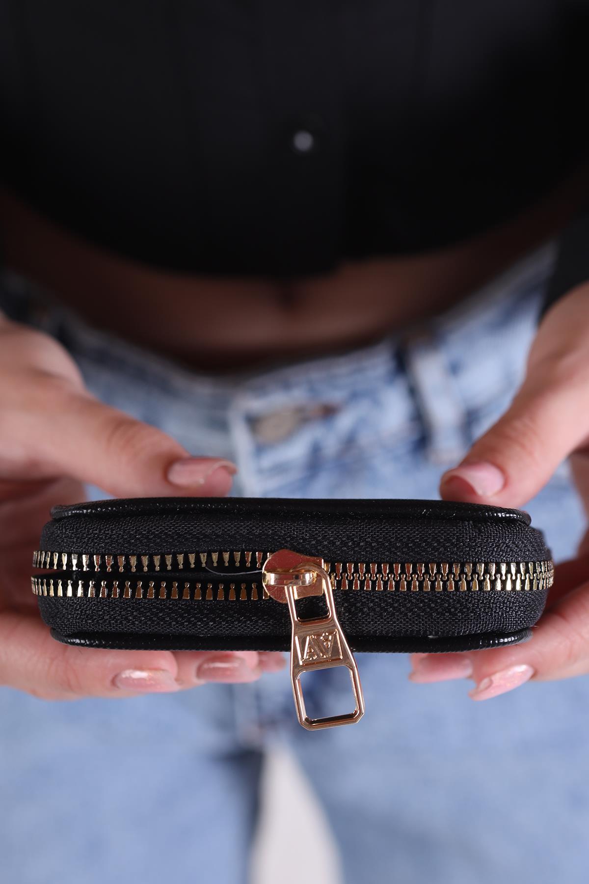 Siyah Fermuarlı Mini Cüzdan 024 - 4
