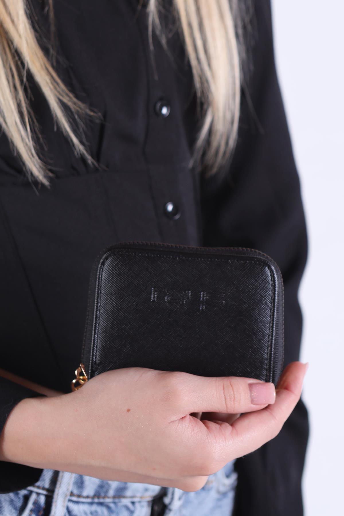 Siyah Fermuarlı Mini Cüzdan 024 - 5