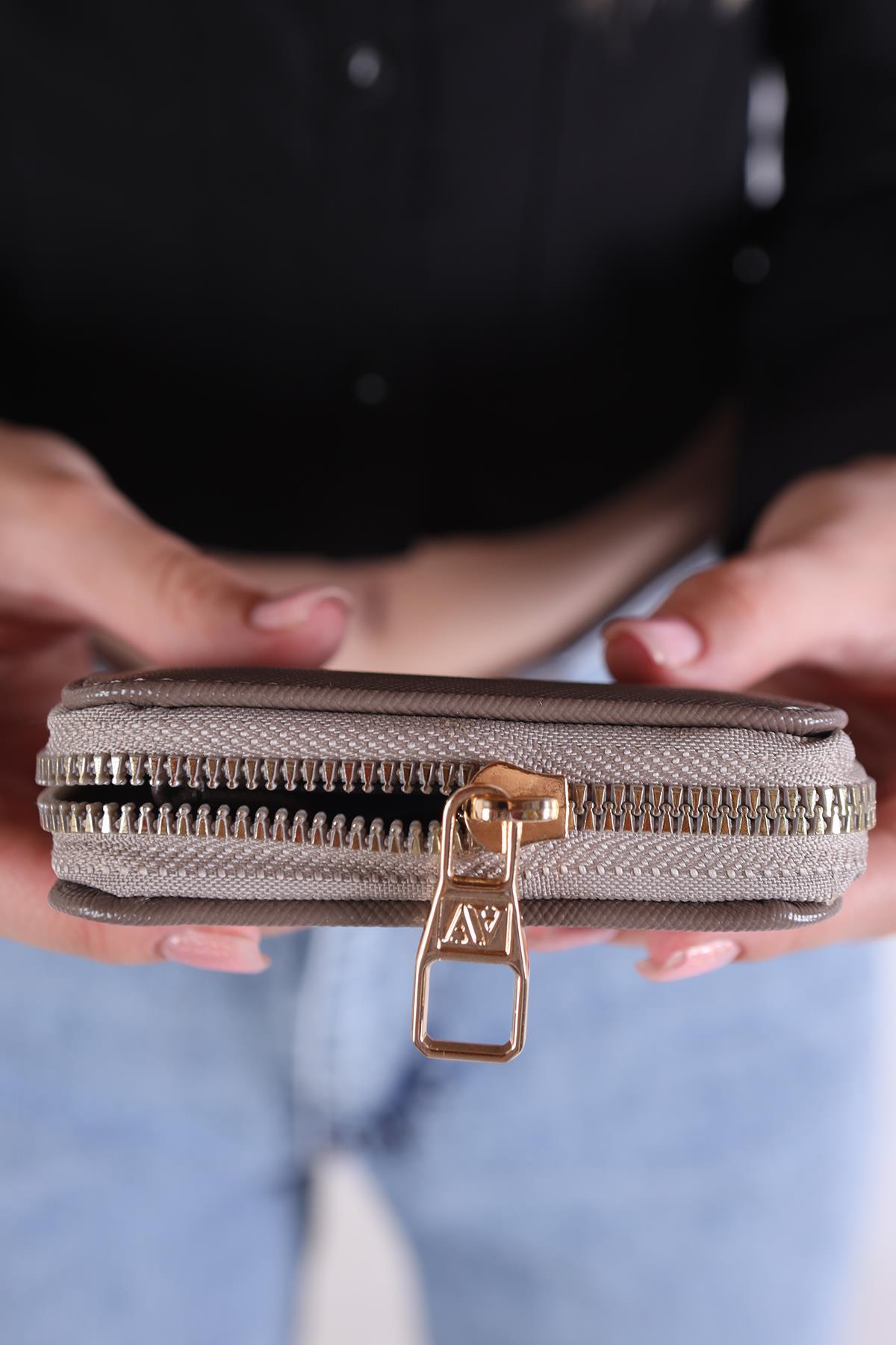 024 Fermuarlı Mini Cüzdan Vizon - RAYS