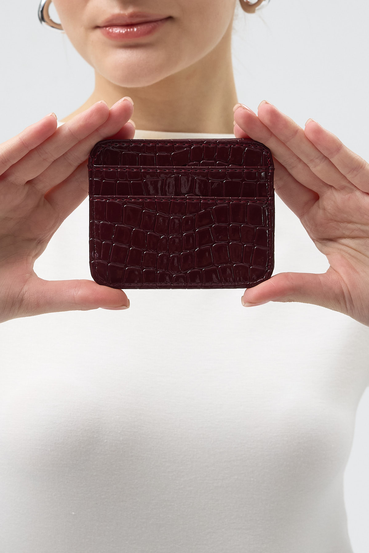 Bordo Desenli Deri Görünümlü Kartlık Cüzdan TCR-028 - RAYS (1)