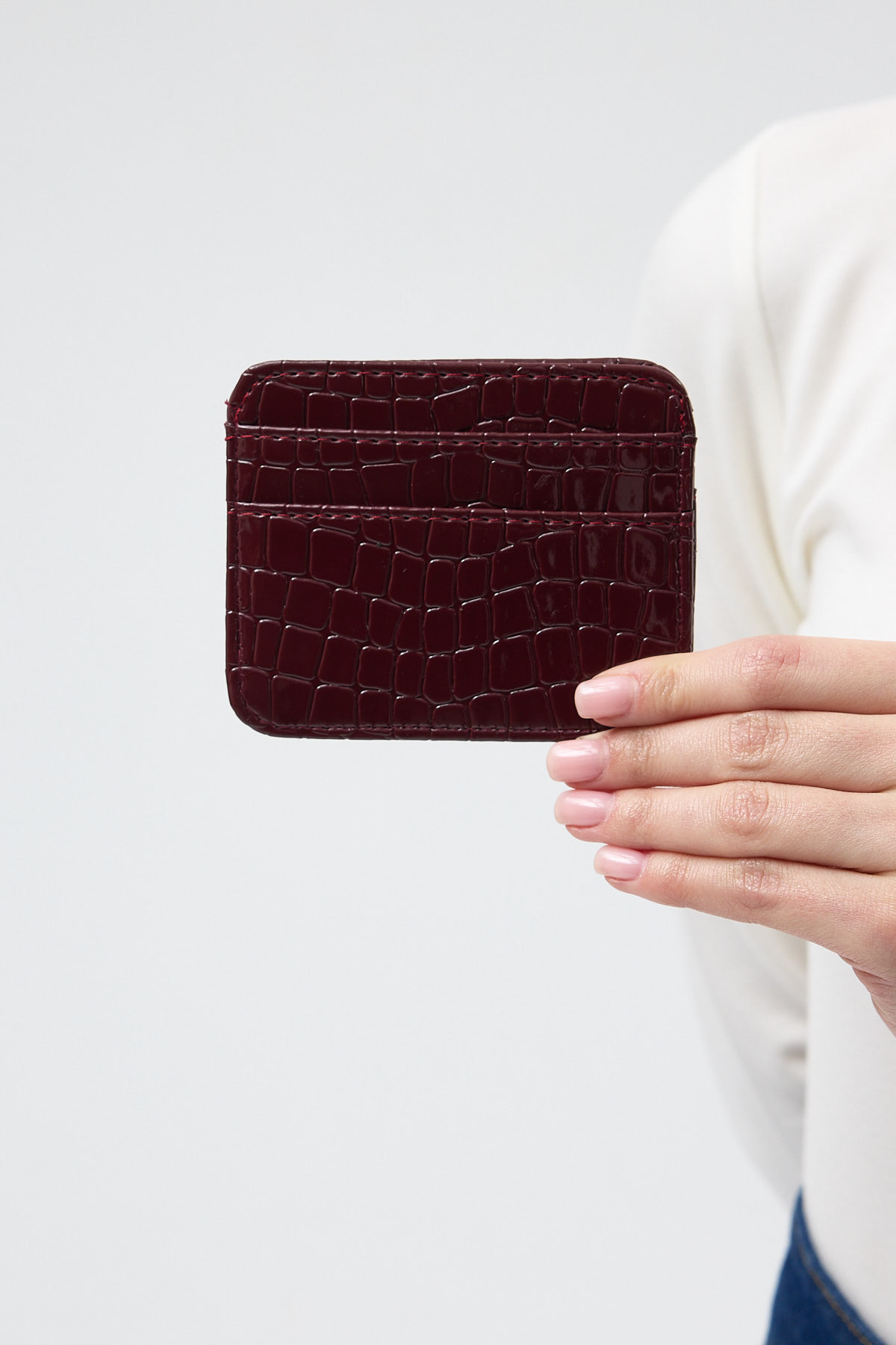 Bordo Desenli Deri Görünümlü Kartlık Cüzdan TCR-028 