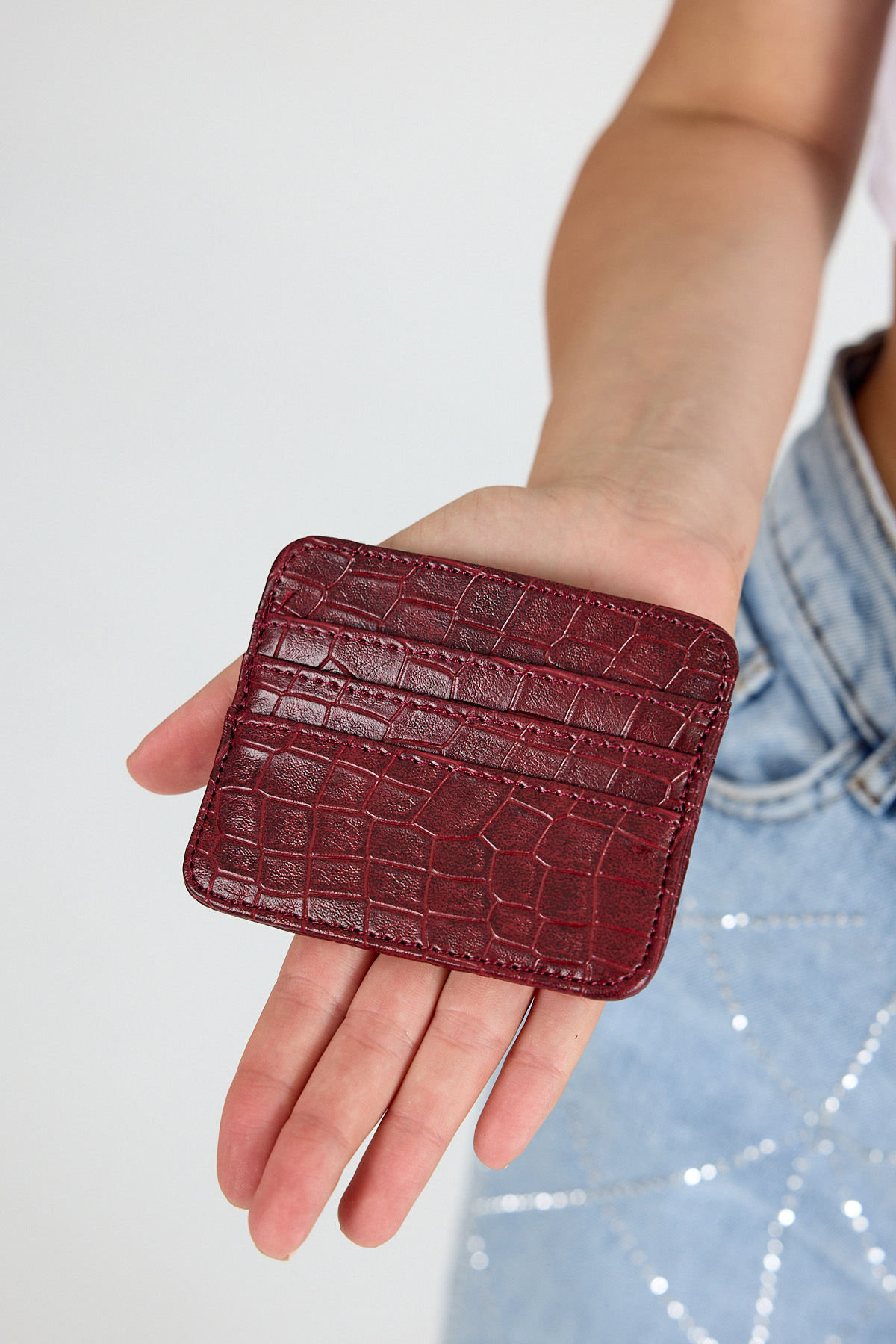 Bordo Deri Görünümlü Kartlık Cüzdan 028 - 2